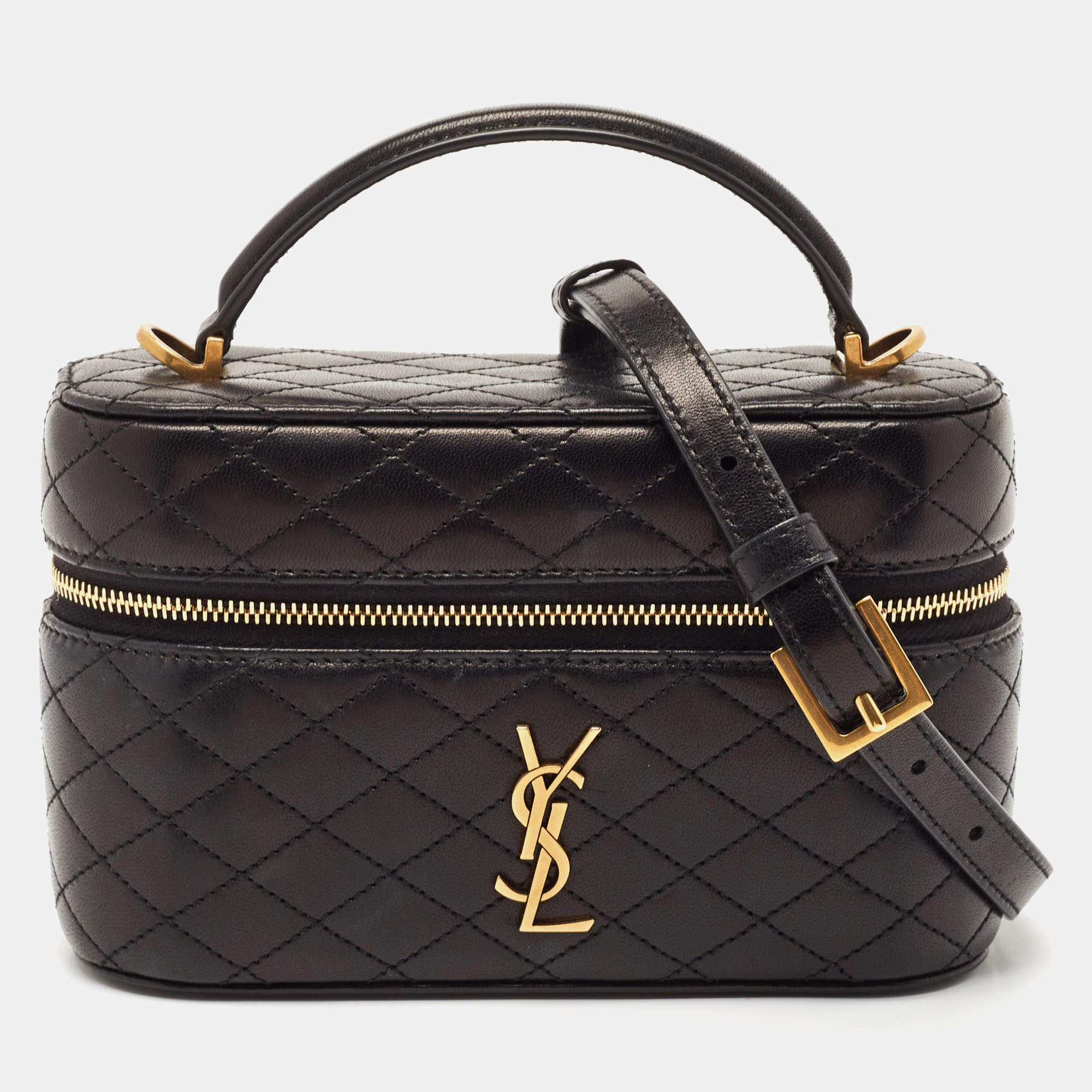 مملوكة مسبقًا Saint Laurent Black Quilted Leather Gaby Vanity Bag