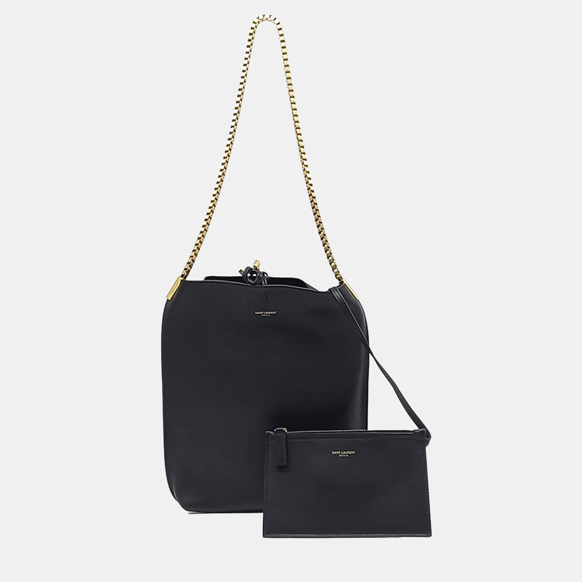 Saint Laurent Paris Black Leather Susan Hobo Bag