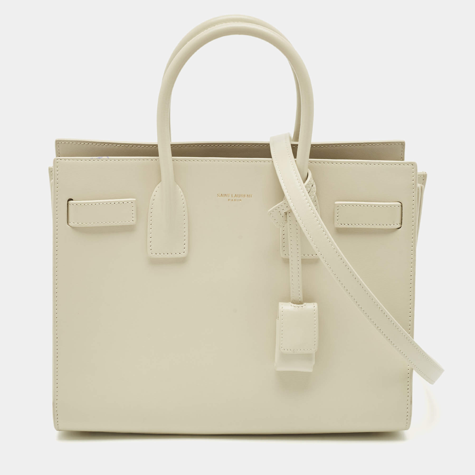 Pre Owned Saint Laurent White Leather Baby Classic Sac De Jour Tote