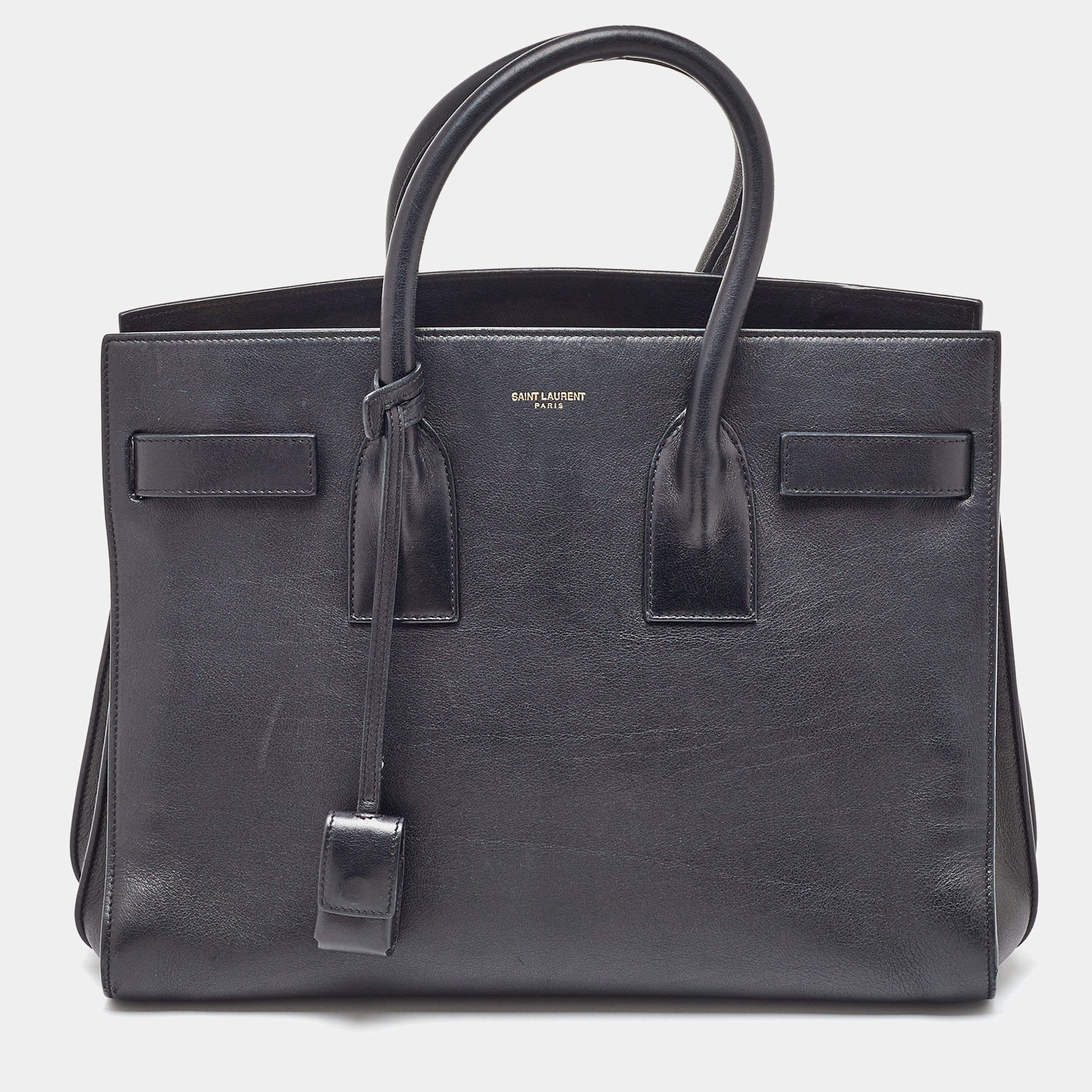 Saint Laurent Black Leather Medium Sac De Jour Tote