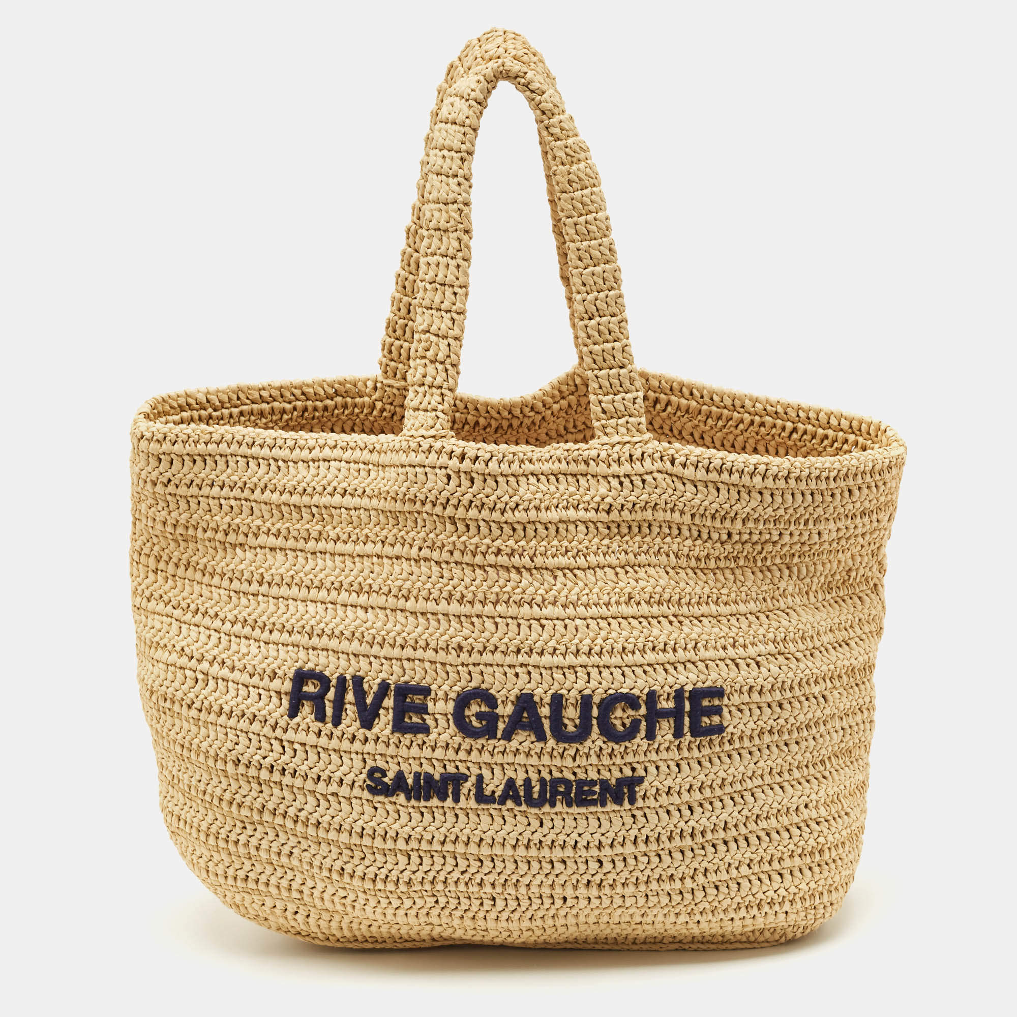 Saint Laurent Natural Raffia Rive Gauche Tote