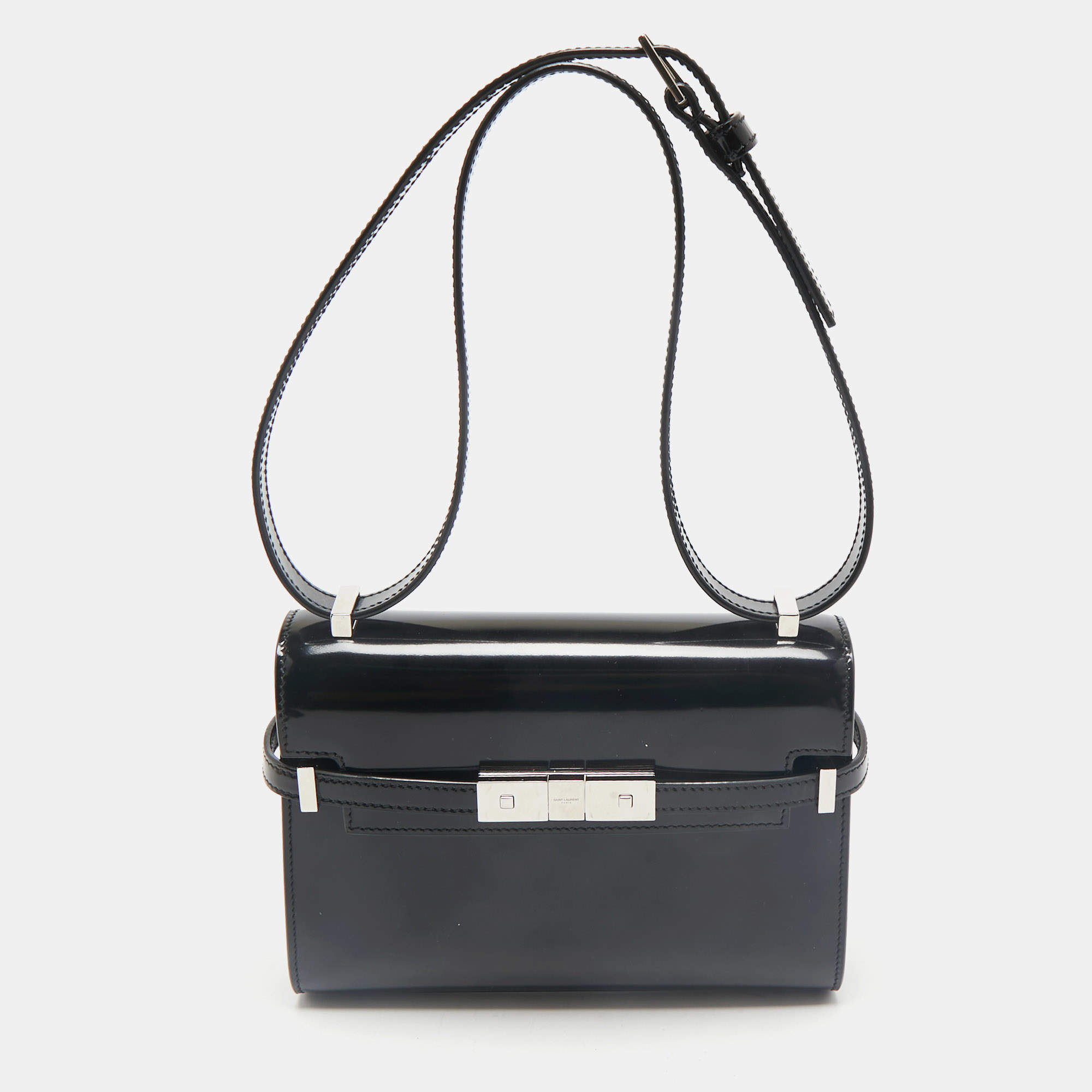 Saint Laurent Black Patent Leather Mini Manhattan Shoulder Bag