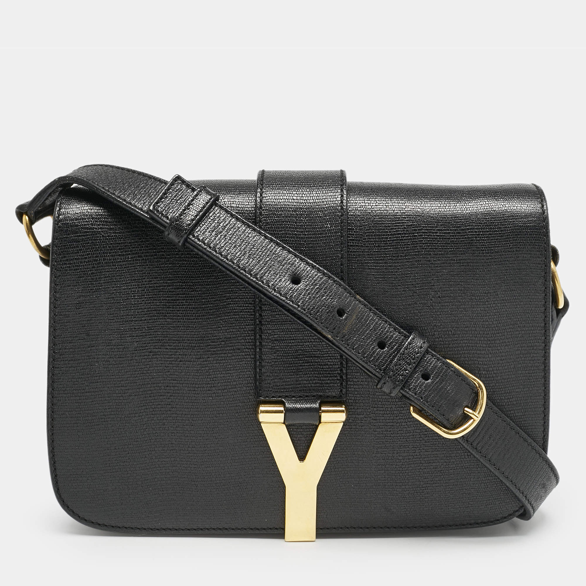 Saint Laurent Black Leather Medium Chyc Flap Bag