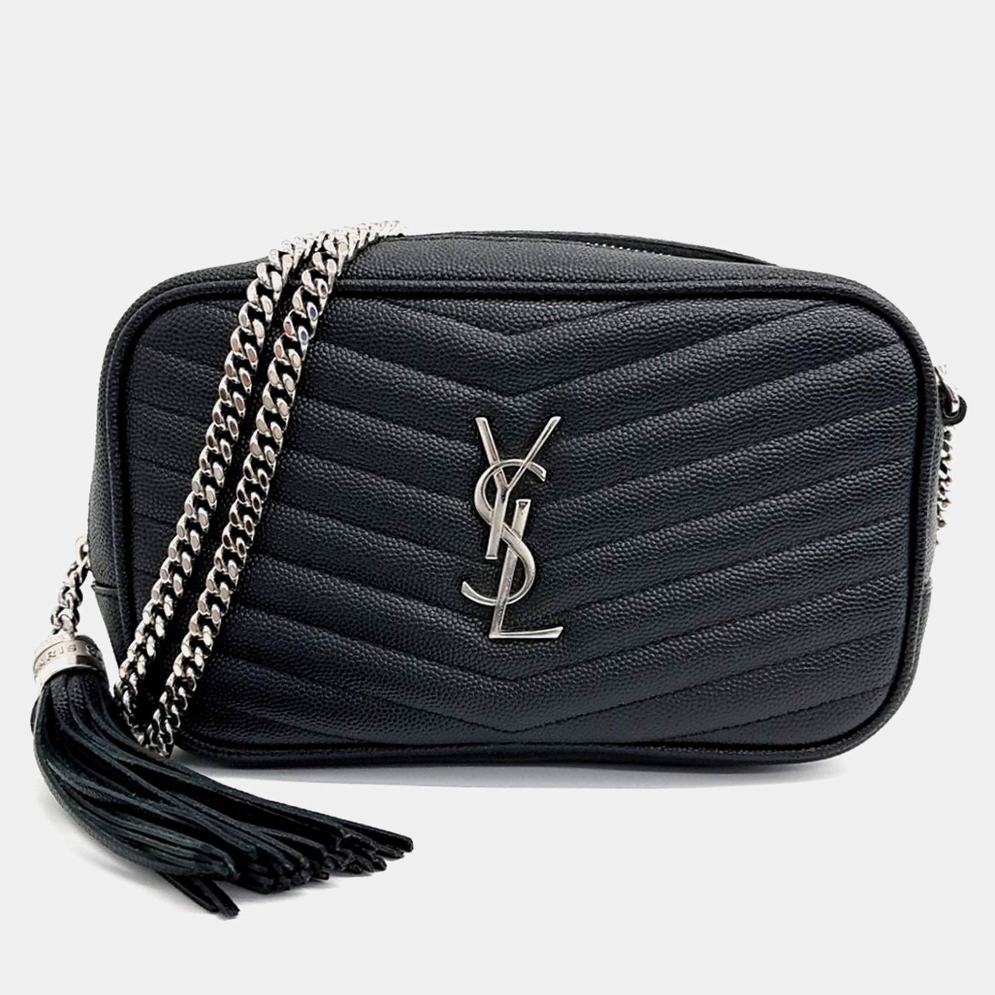 Saint Laurent Paris Black Leather Lou Camera Bag