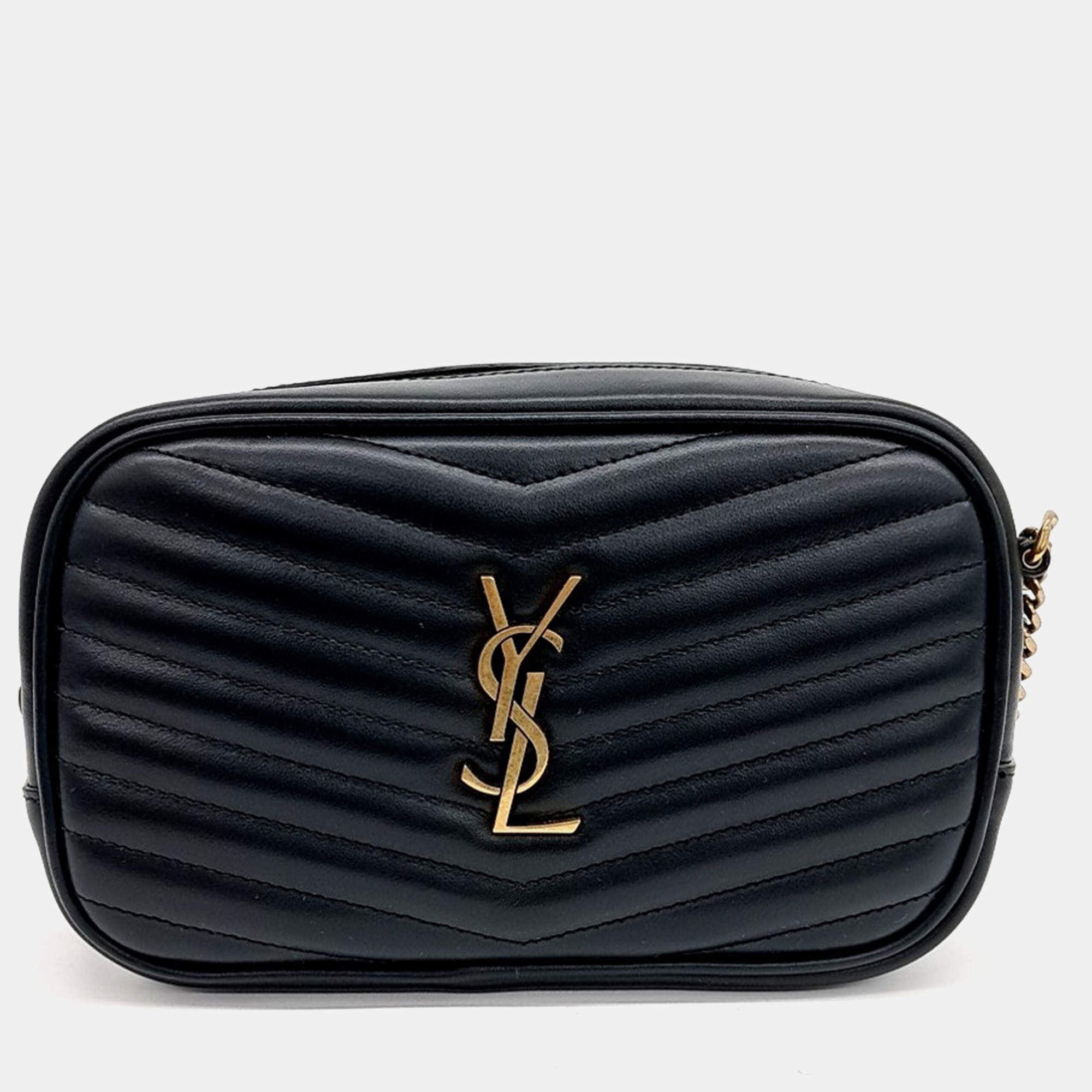 Saint Laurent Paris Black Leather Mini Lou Crossbody Bag