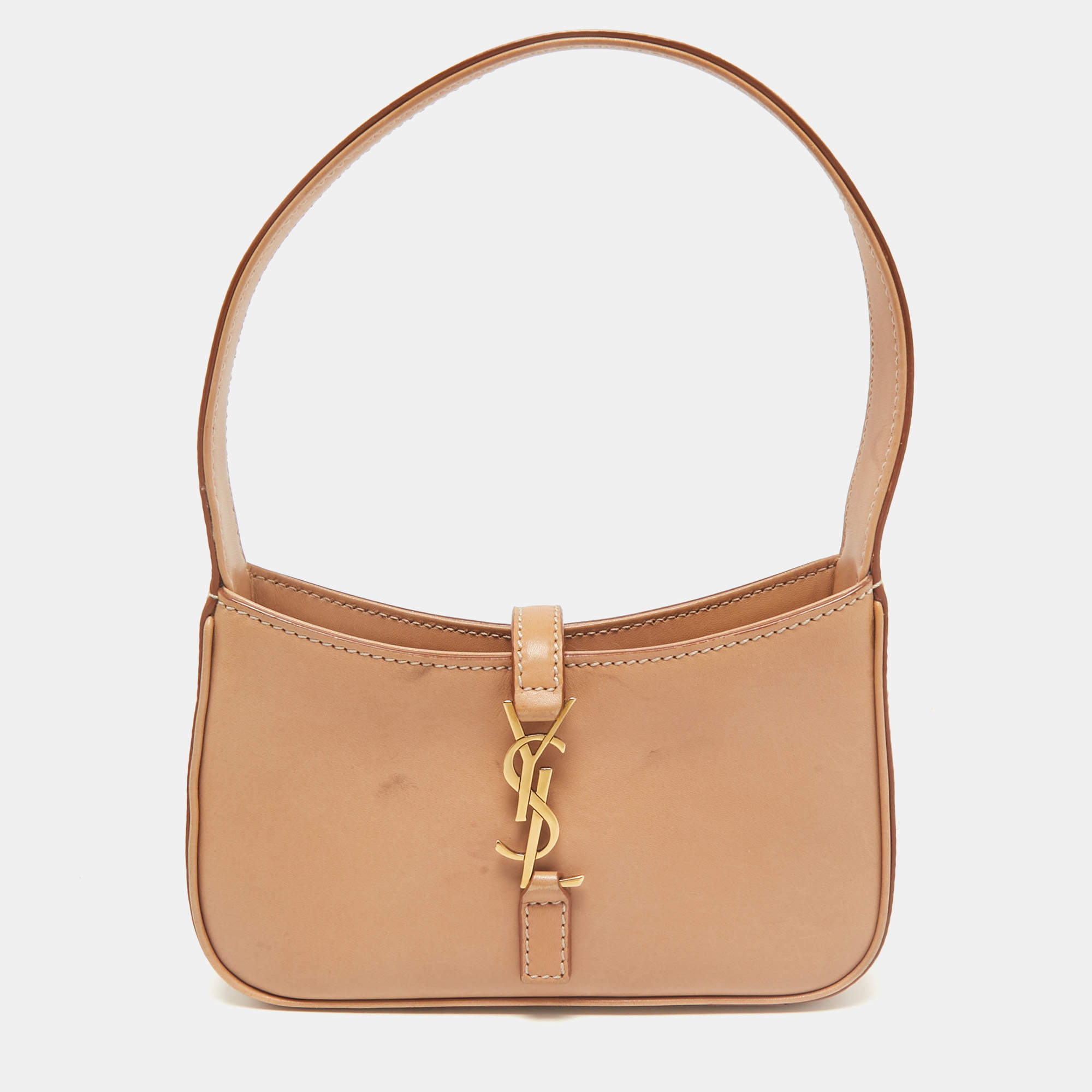 Saint Laurent Tan Leather Mini LE 5 À 7 Bag