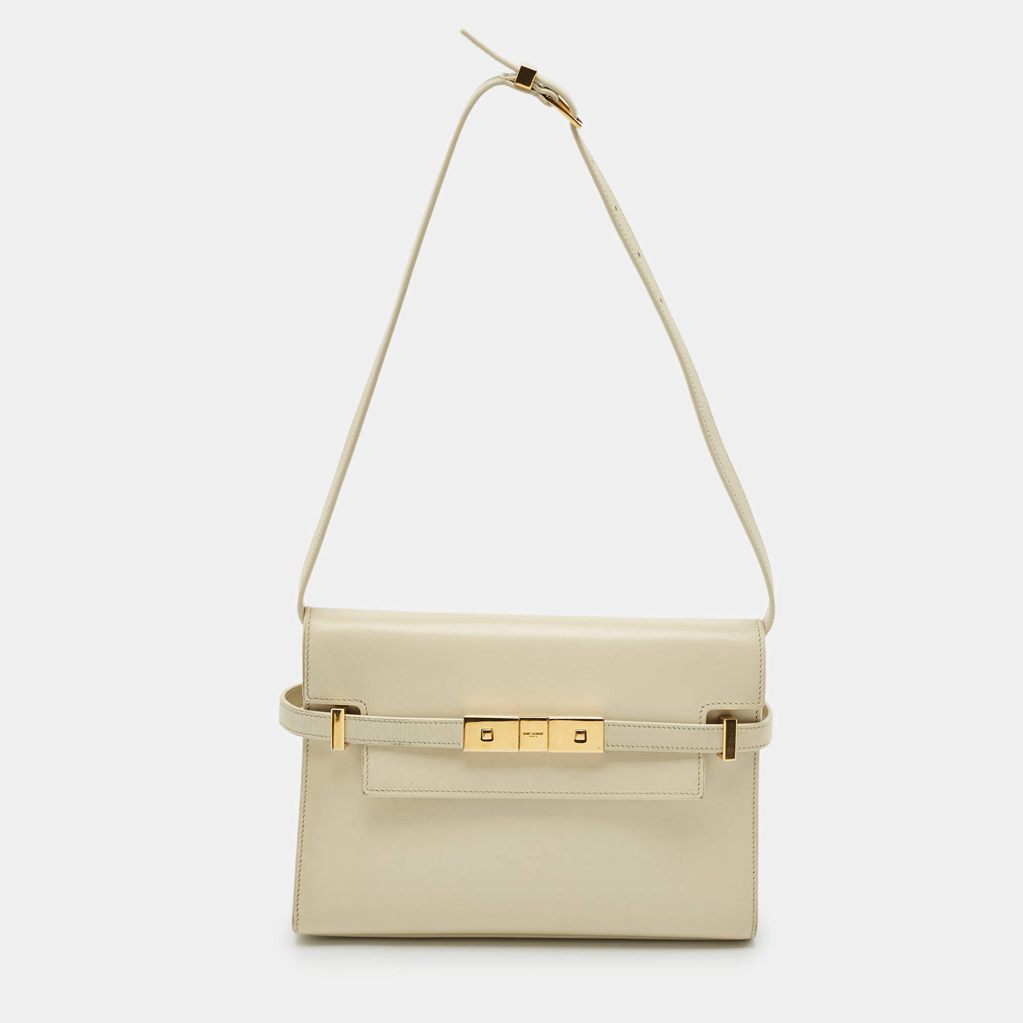 Saint Laurent Light Beige Leather Small Manhattan Shoulder Bag