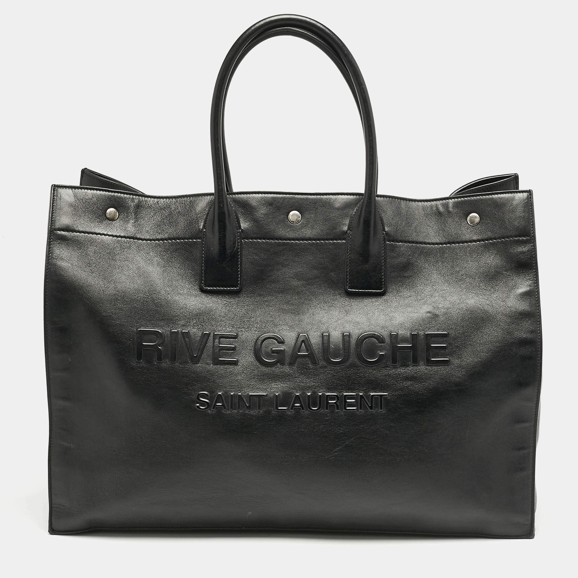 Saint Laurent Black Leather Large Rive Gauche Tote