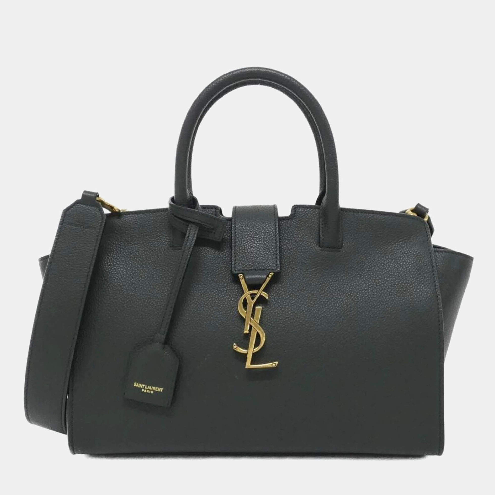Saint Laurent Baby Tote Downtown Green Leather Handbag