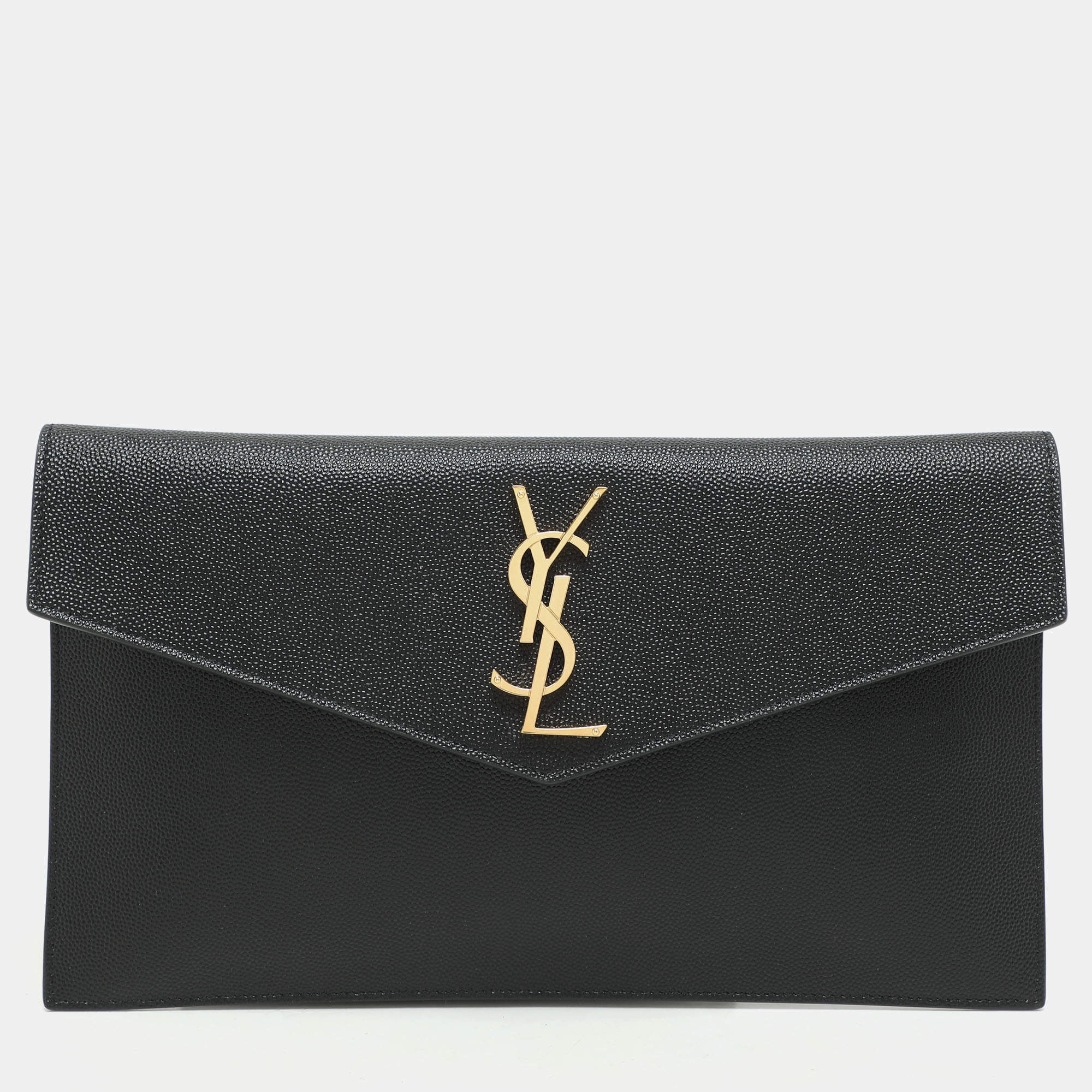 Pre Owned Saint Laurent Black Leather Uptown Pouch