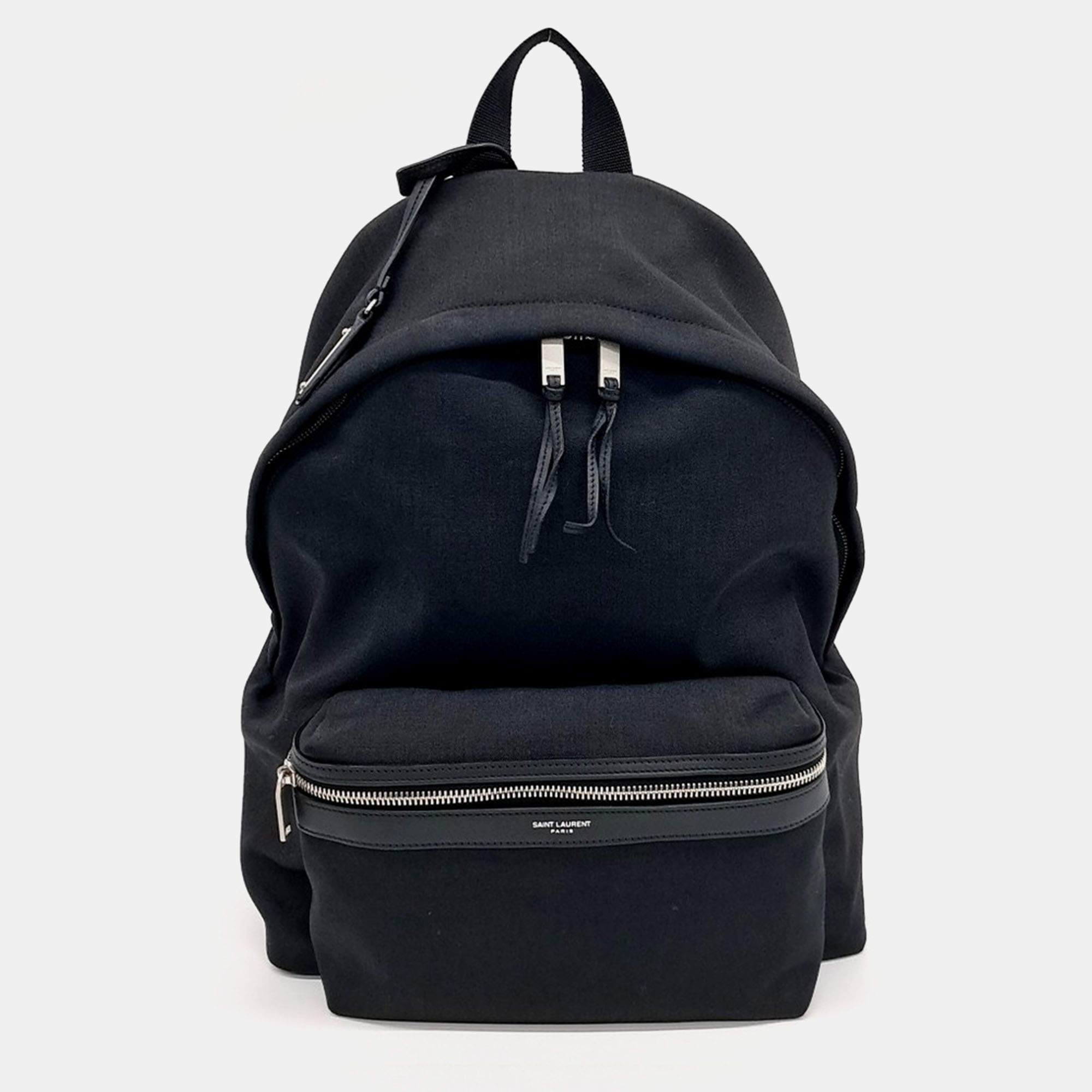 Saint Laurent Paris Black Fabric City Backpack