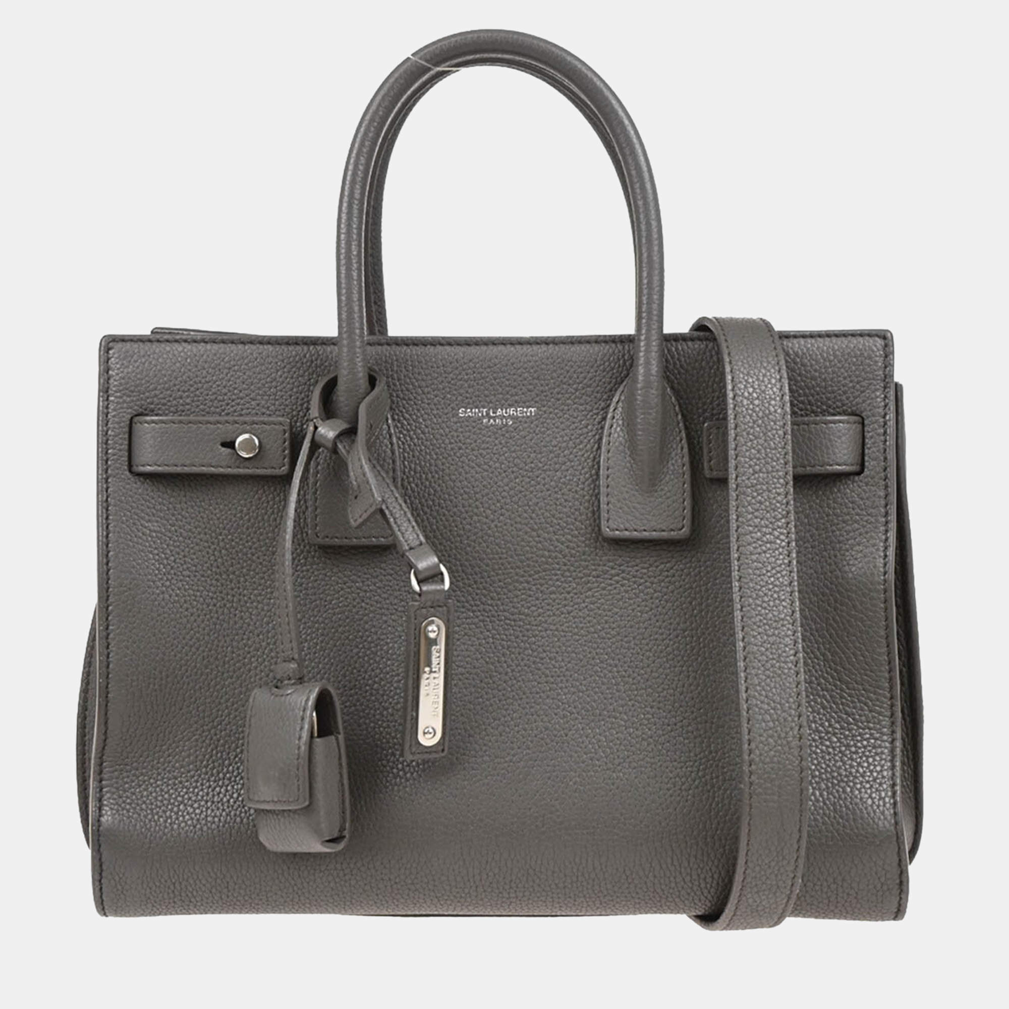 Saint Laurent Paris Sac de Jour Gray Calfskin Leather Tote Bag