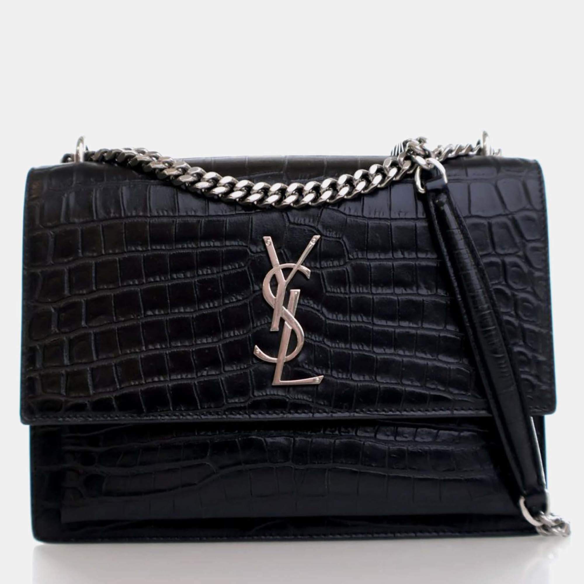 Saint Laurent Medium Calfskin Embossed Sunset Flap Bag