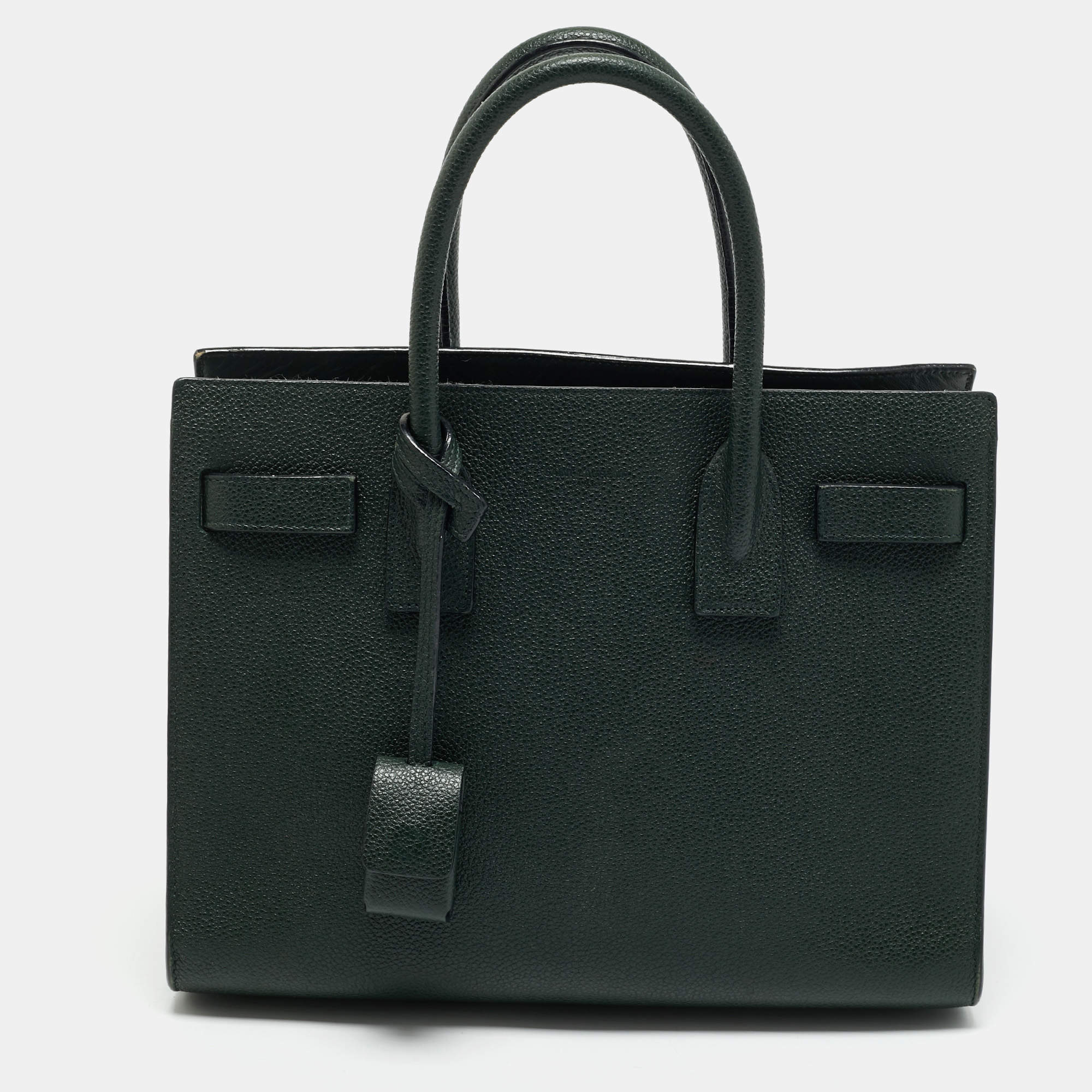 Pre Owned Saint Laurent Dark Green Leather Baby Classic Sac De Jour Tote