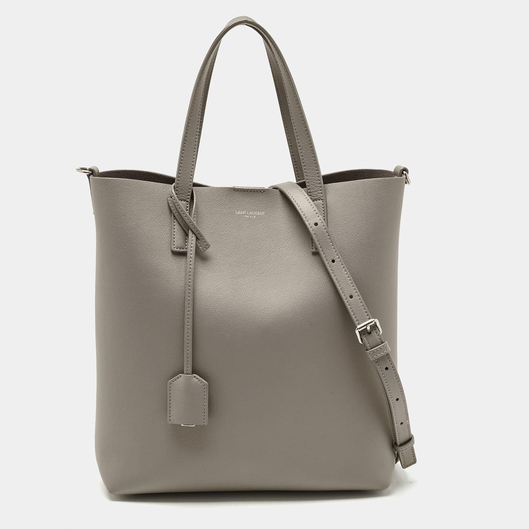 مملوكة مسبقًا Saint Laurent Grey Leather Toy Shopper Tote