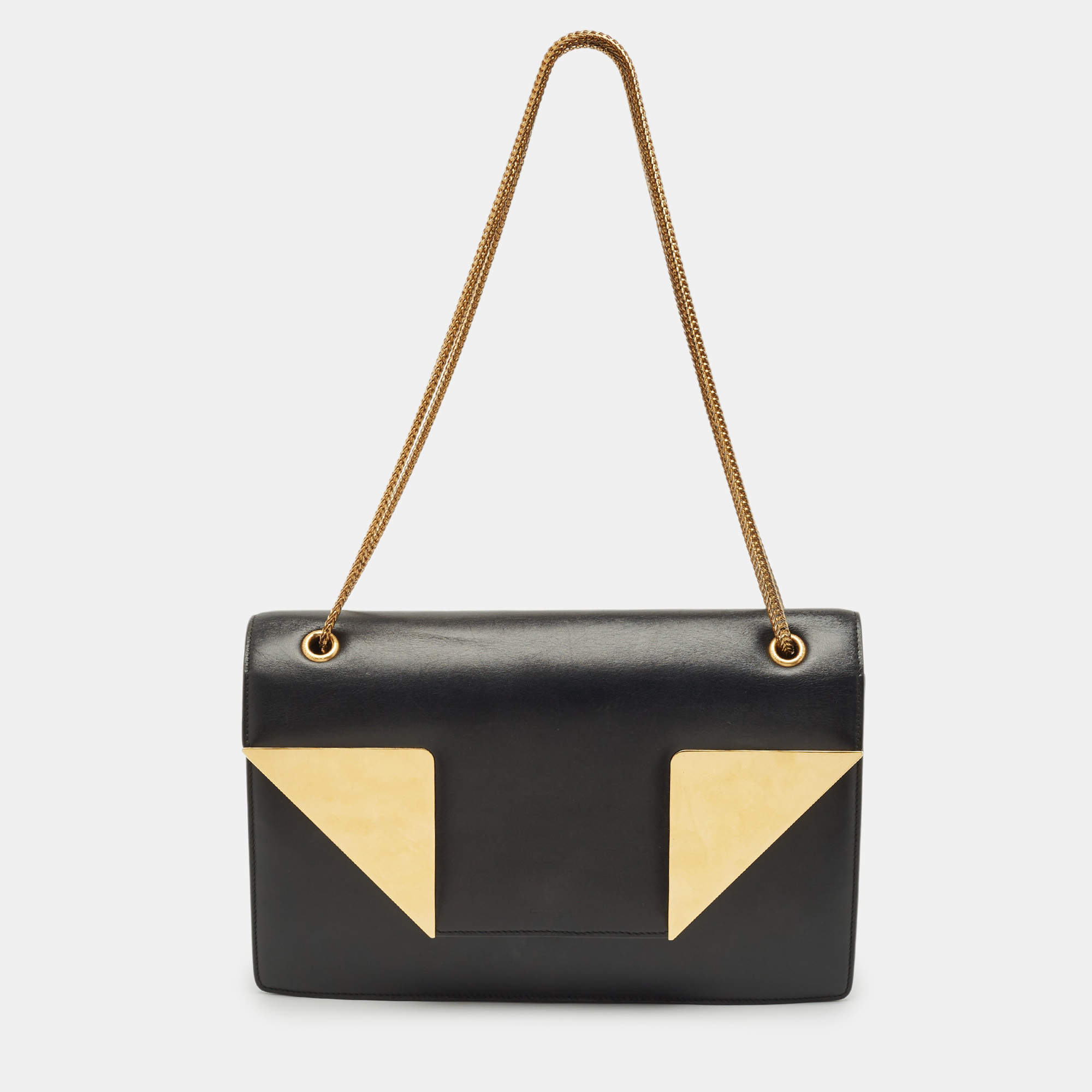 Pre Owned Saint Laurent Black/Gold Leather Medium Betty Shoulder Bag