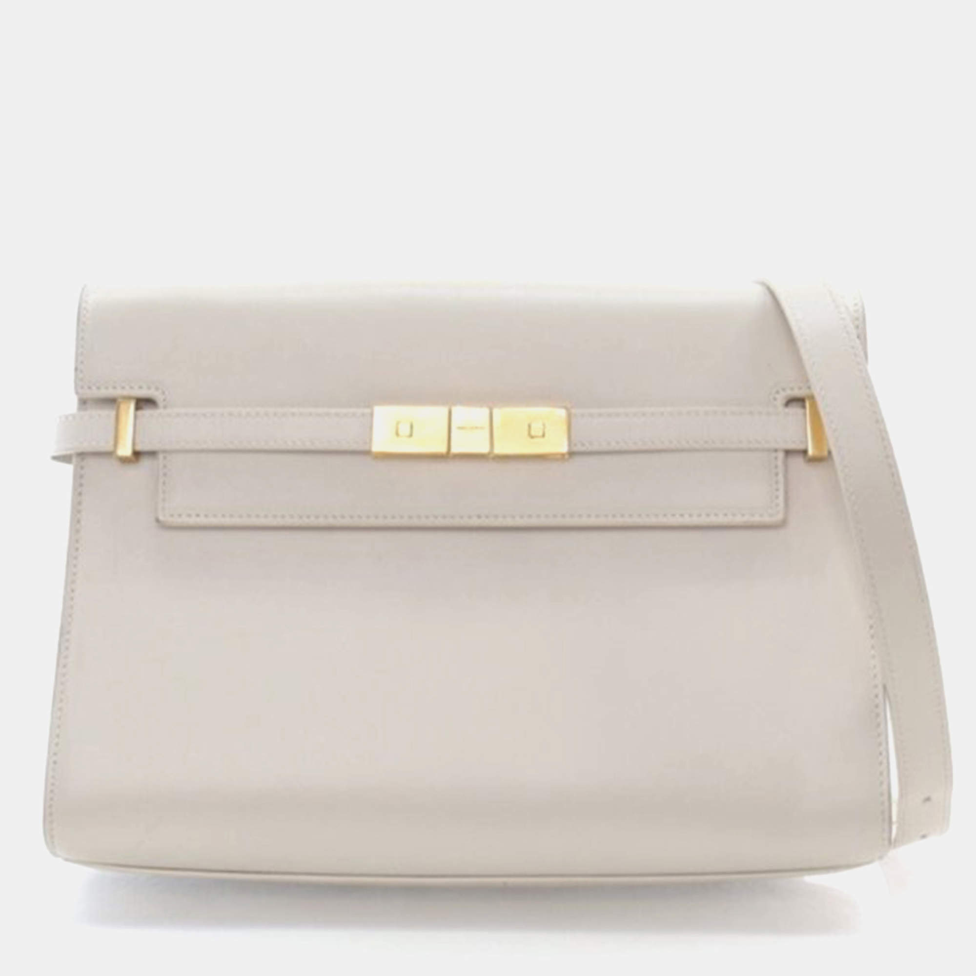 Pre Owned Saint Laurent Manhattan Medium Calfskin Leather Shoulder Bag