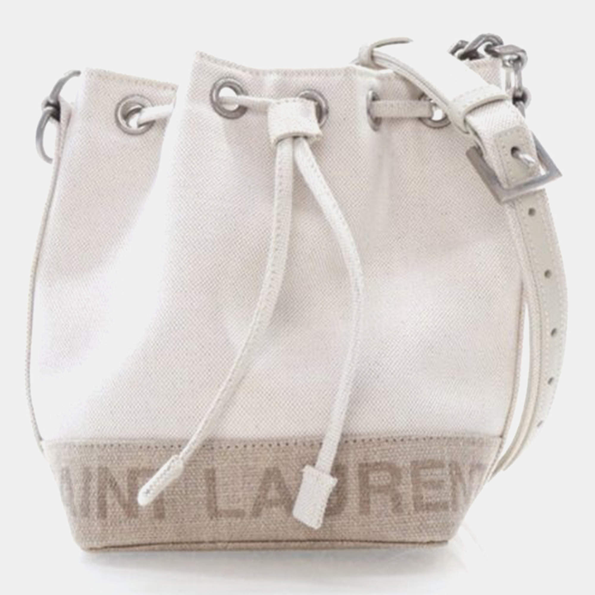 Pre Owned Saint Laurent Rive Gauche Canvas Bucket Bag