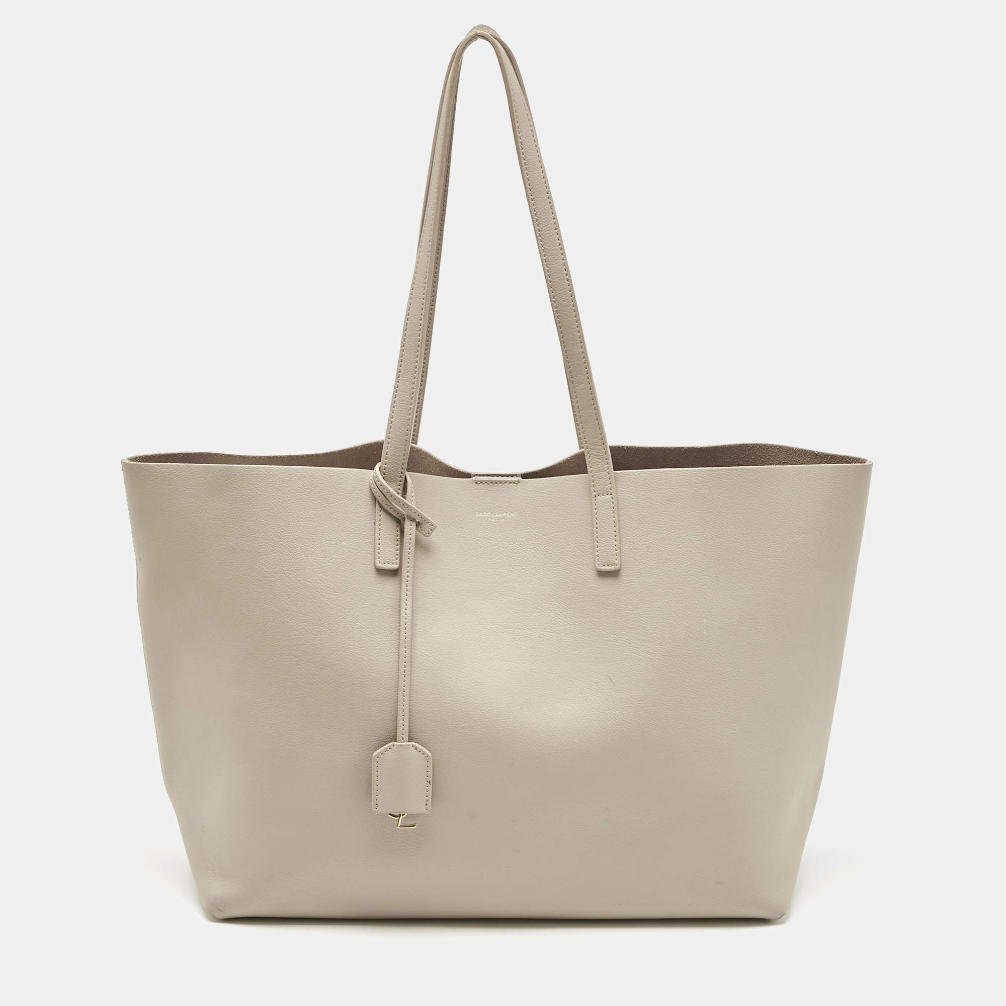 Pre Owned Saint Laurent Beige Leather Shopper Tote