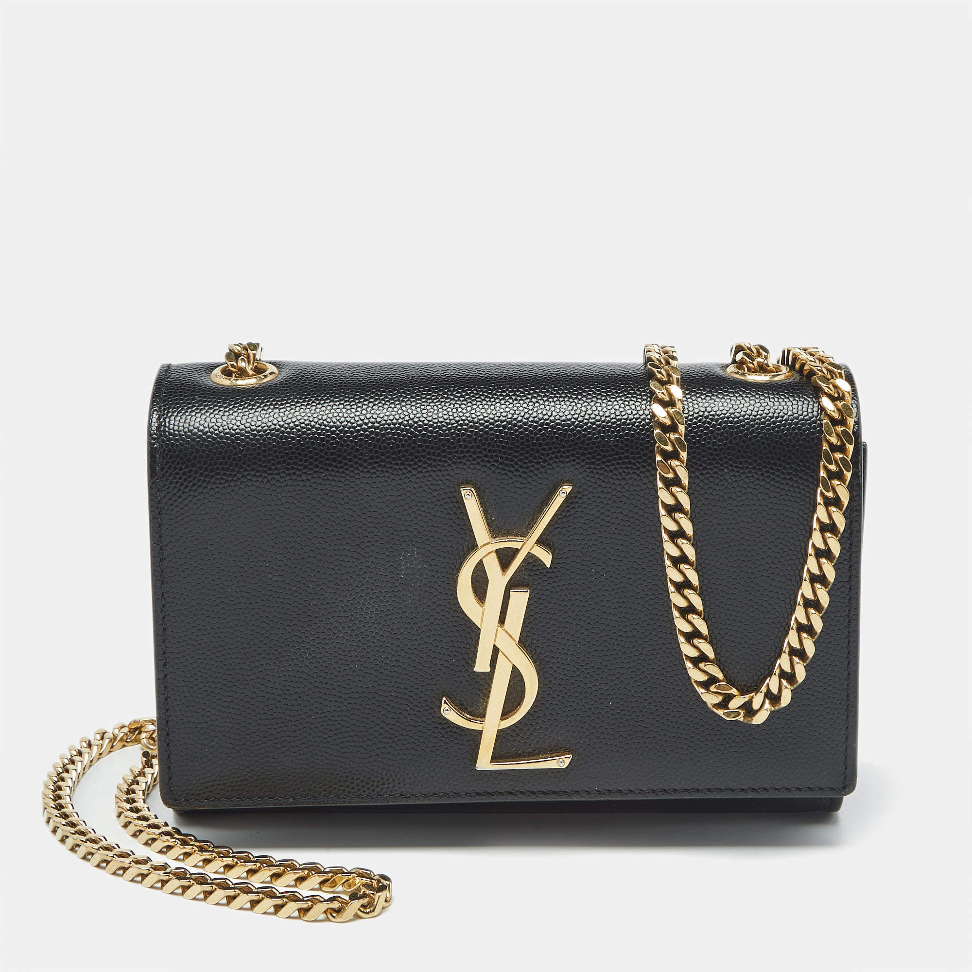 Pre Owned Saint Laurent Black Leather Small Kate Shoulder Bag