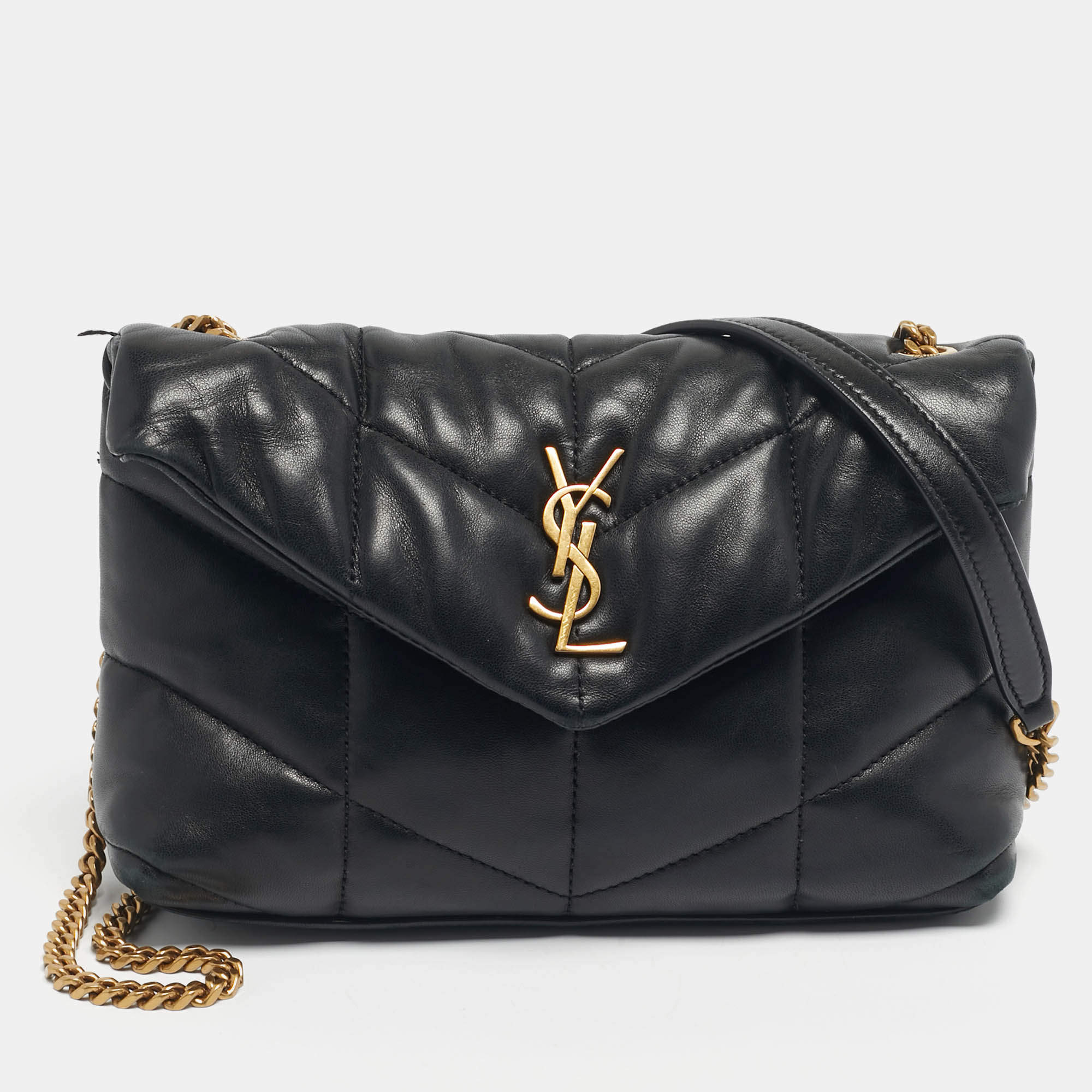 Pre Owned حقيبة يد سان لوران مينى بف تى جِلْد أسود