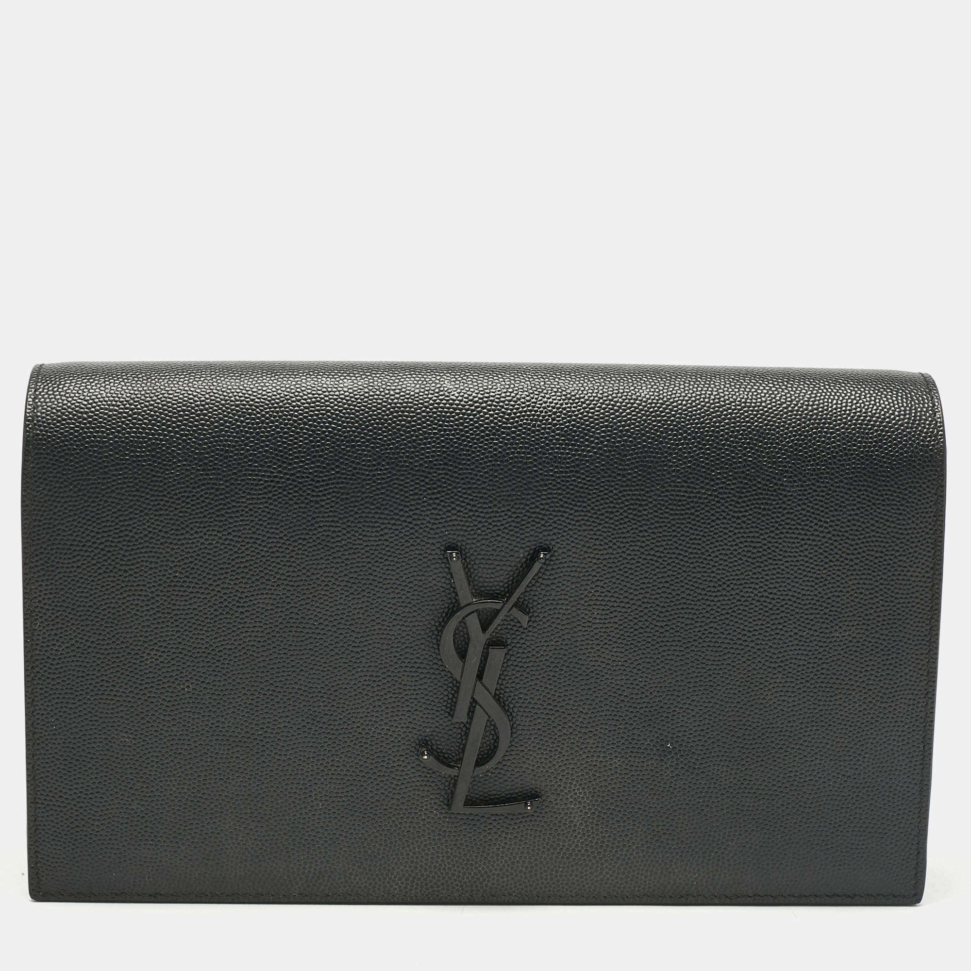Pre Owned Saint Laurent Black Leather Kate Clutch