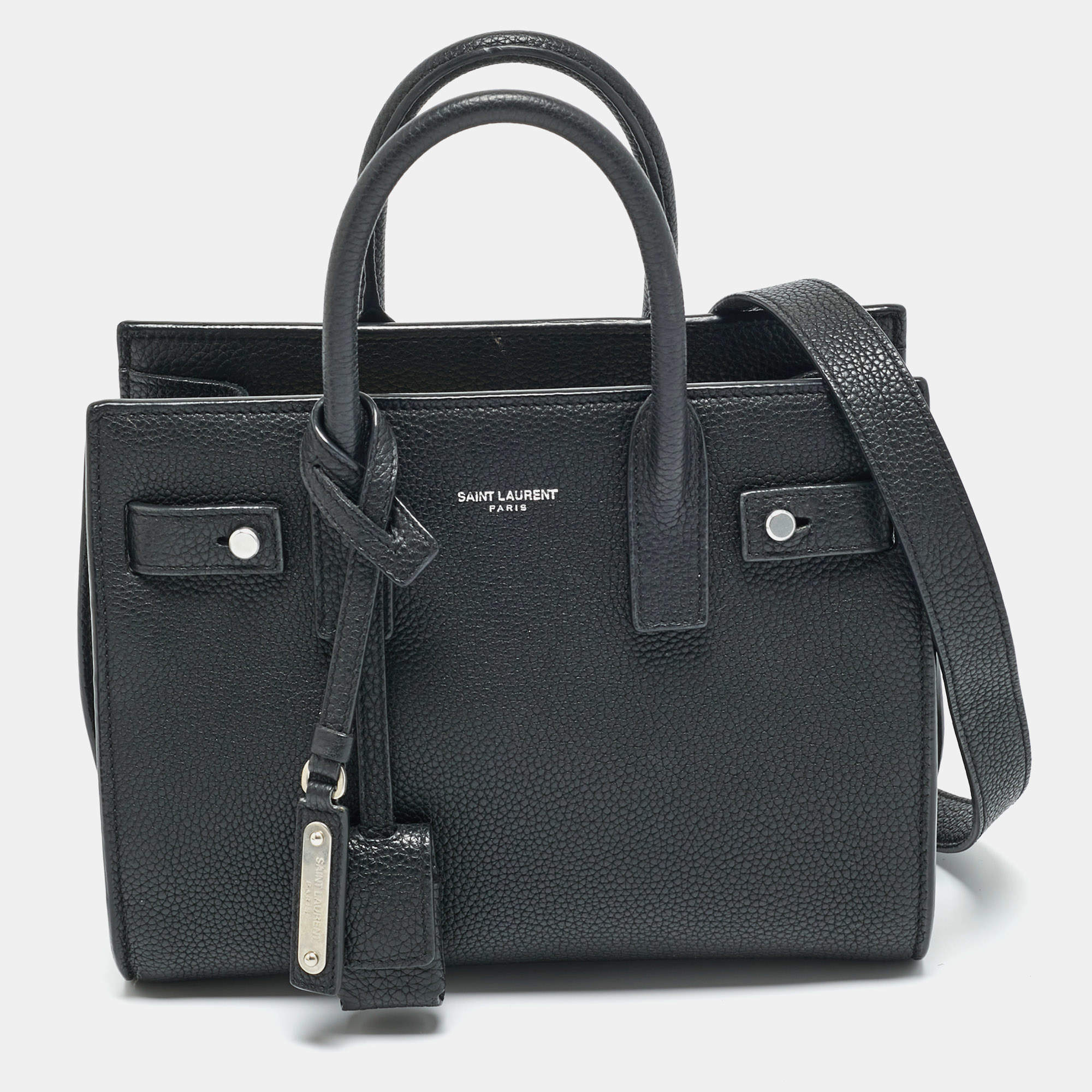 Pre Owned Saint Laurent Black Leather Nano Supple Classic Sac De Jour Tote