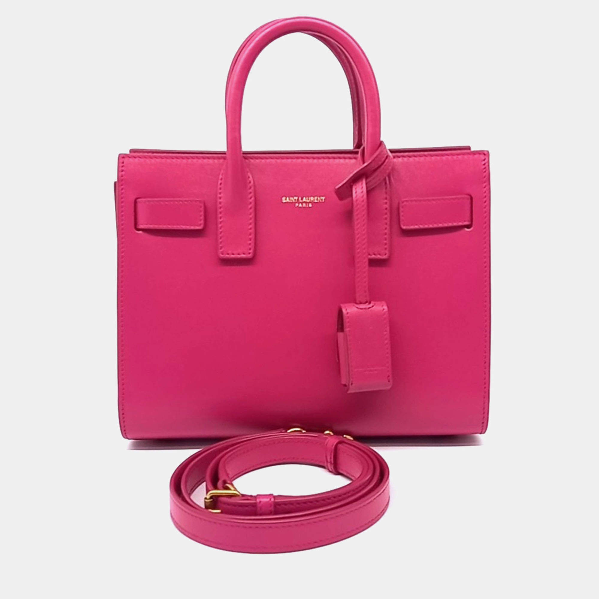 Pre Owned Saint Laurent Paris Sac de Jour Nano Pink Leather Handbag