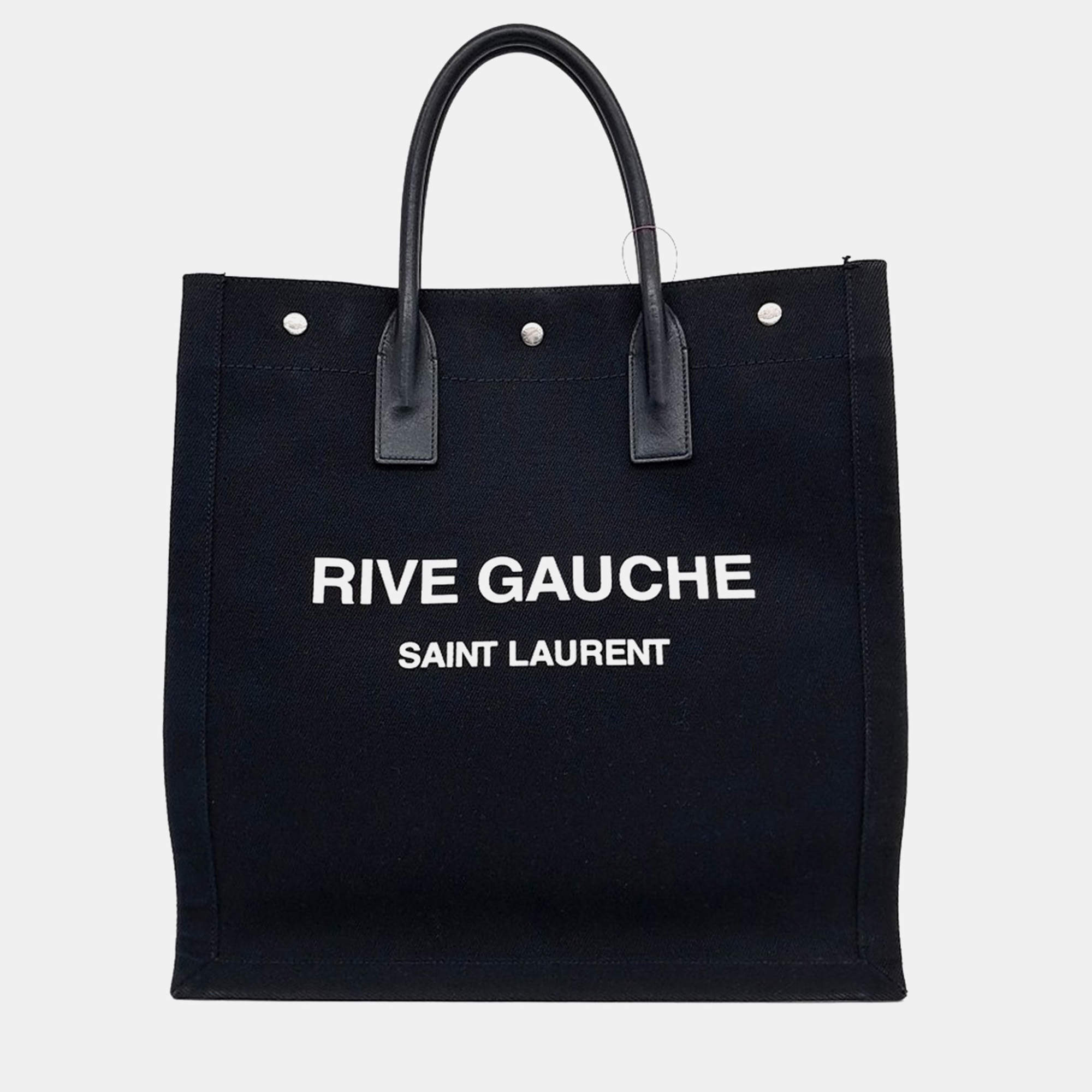 Pre Owned Saint Laurent Paris Black Fabric  Rive Gauche Tote Bag