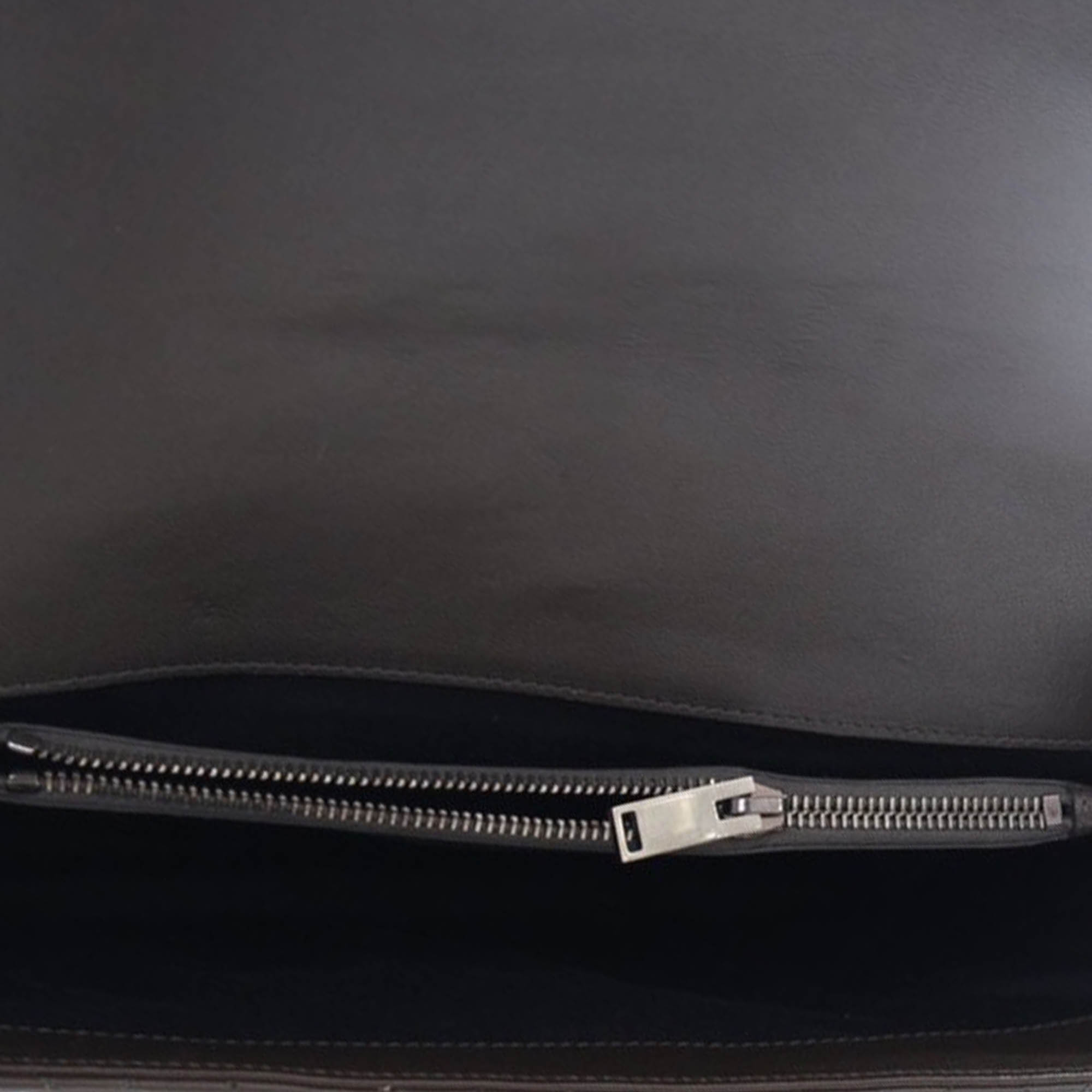 Pre Owned Saint Laurent Large Grey Calfskin Triquilt Envelope Shoulder Bag