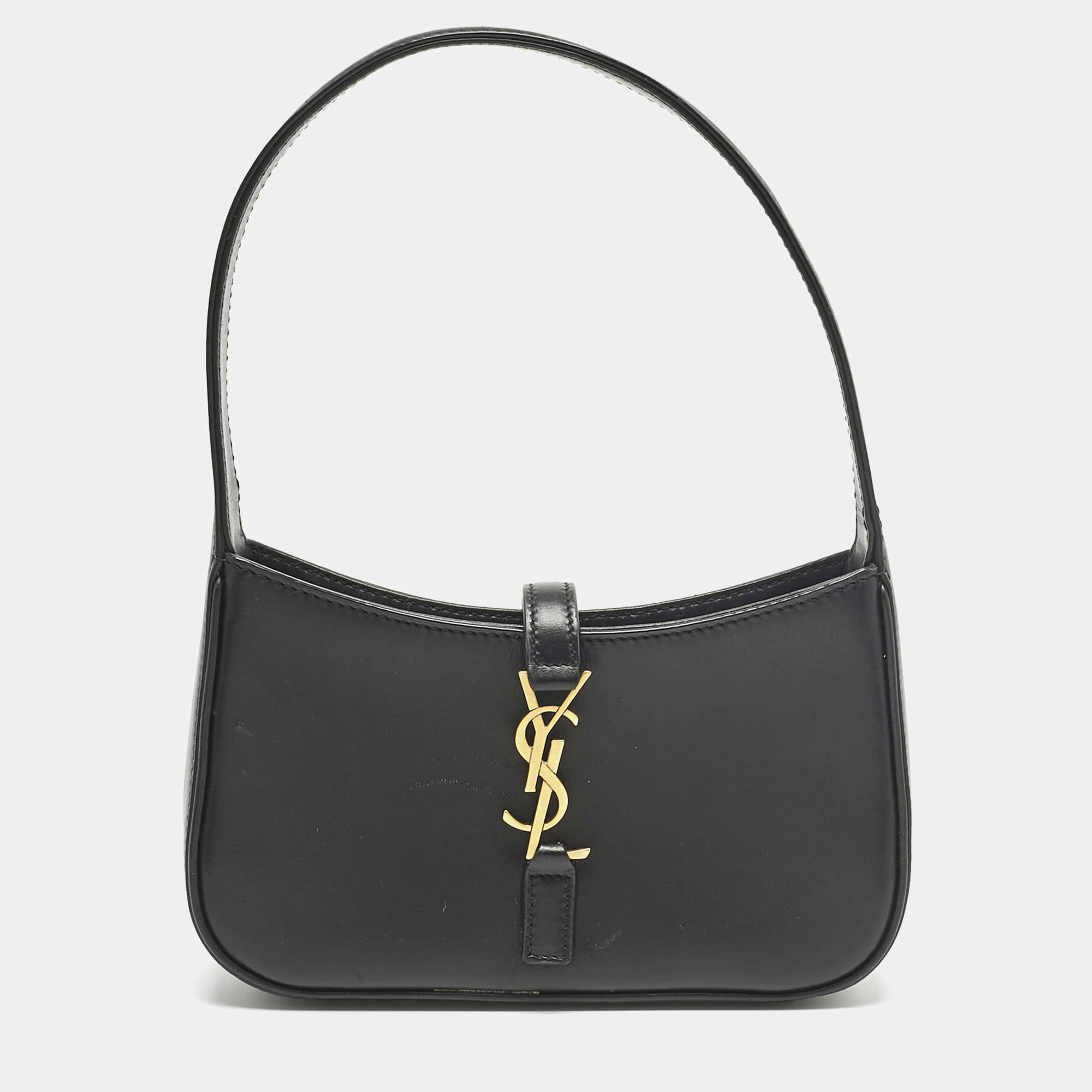 Pre Owned Saint Laurent Black Leather Mini LE 5 À 7 Bag