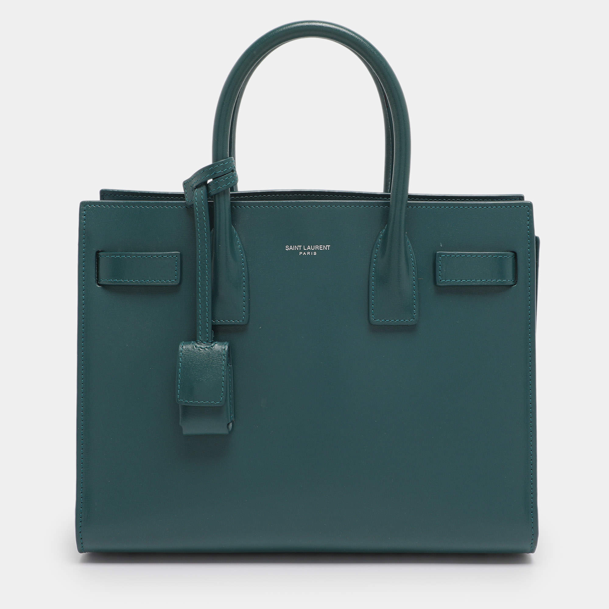 Pre Owned Saint Laurent Green Leather Baby Classic Sac De Jour Tote