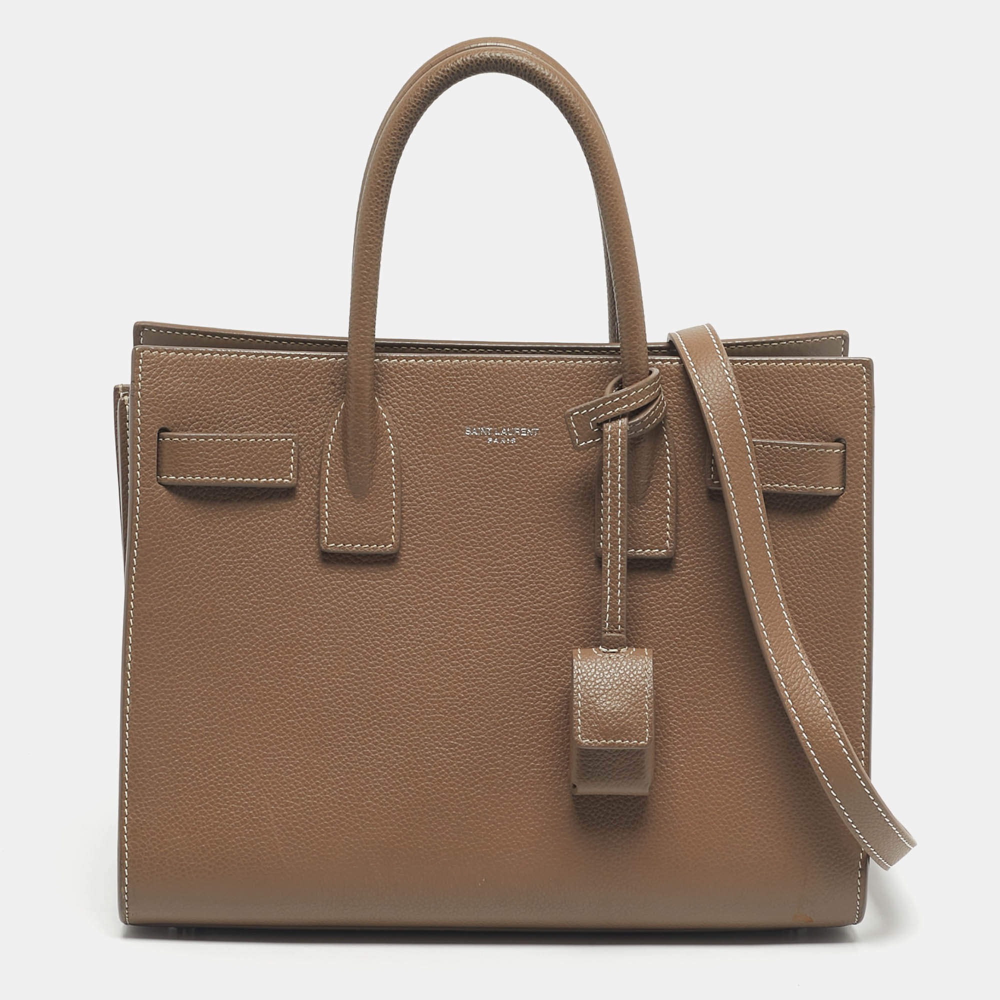 Pre Owned Saint Laurent Beige Leather Baby Classic Sac De Jour Tote