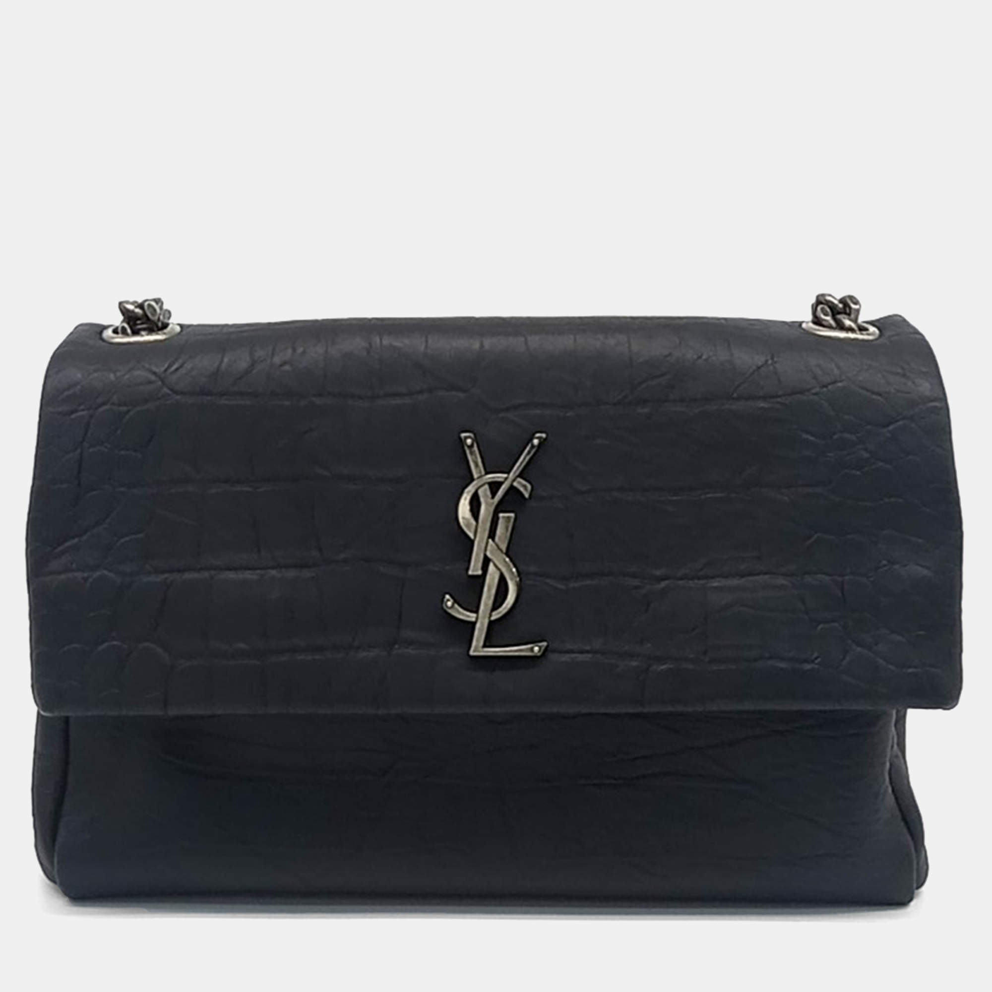 Pre Owned Saint Laurent Paris Black Leather West Hollywood Shoulder Bag