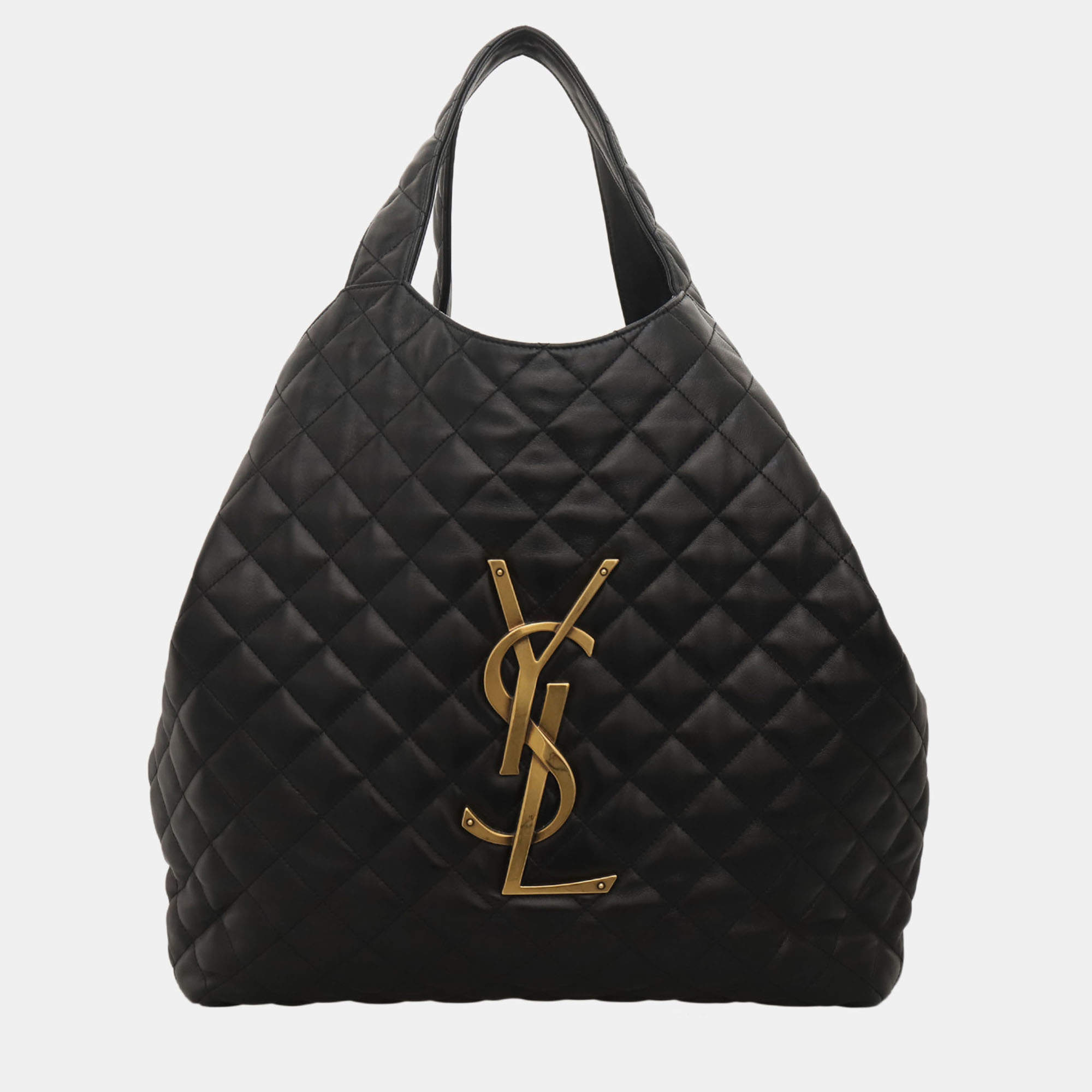 Pre Owned Icare Maxi Quilted Lambskin Black Shopping Bag