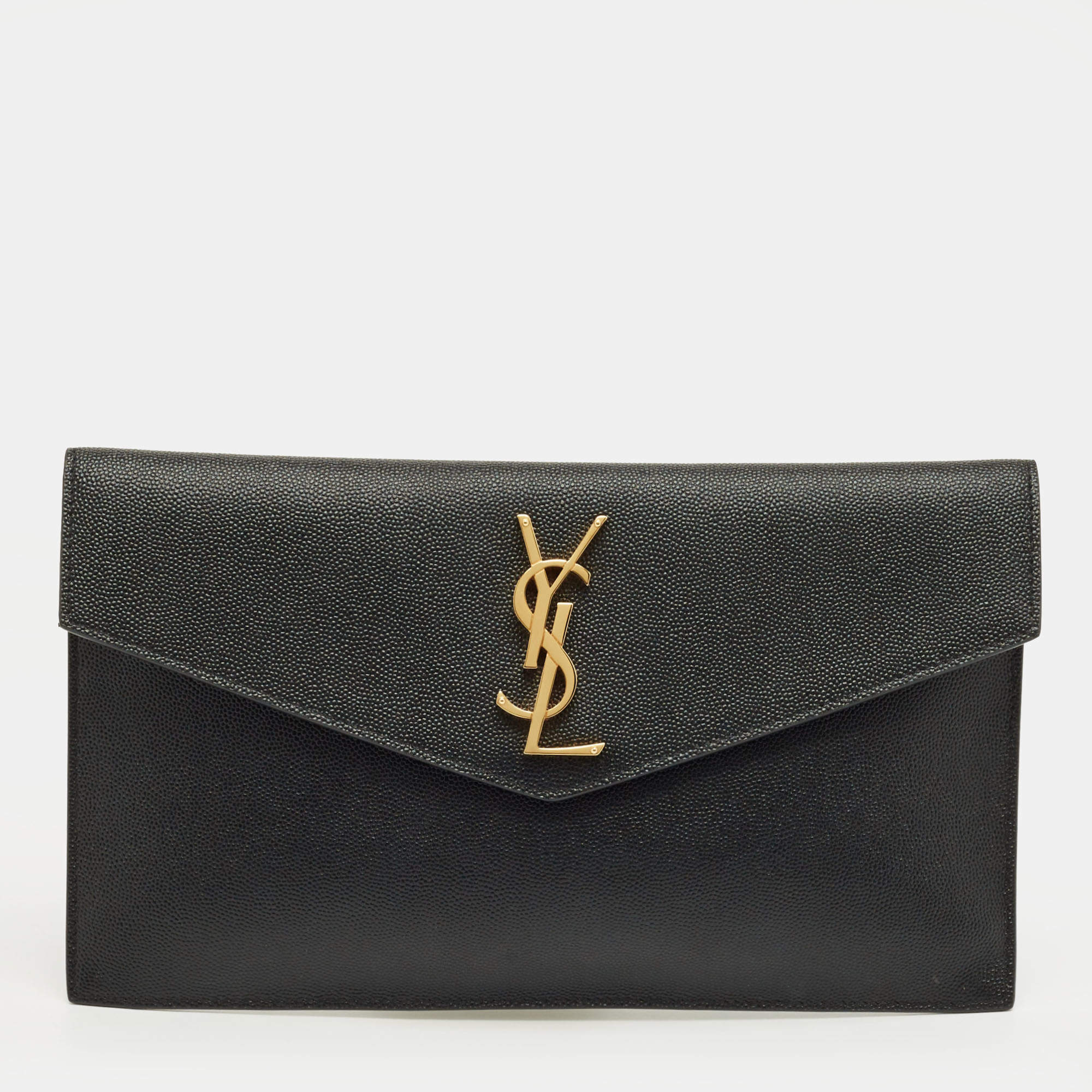 Pre Owned Saint Laurent Black Leather Uptown Pouch