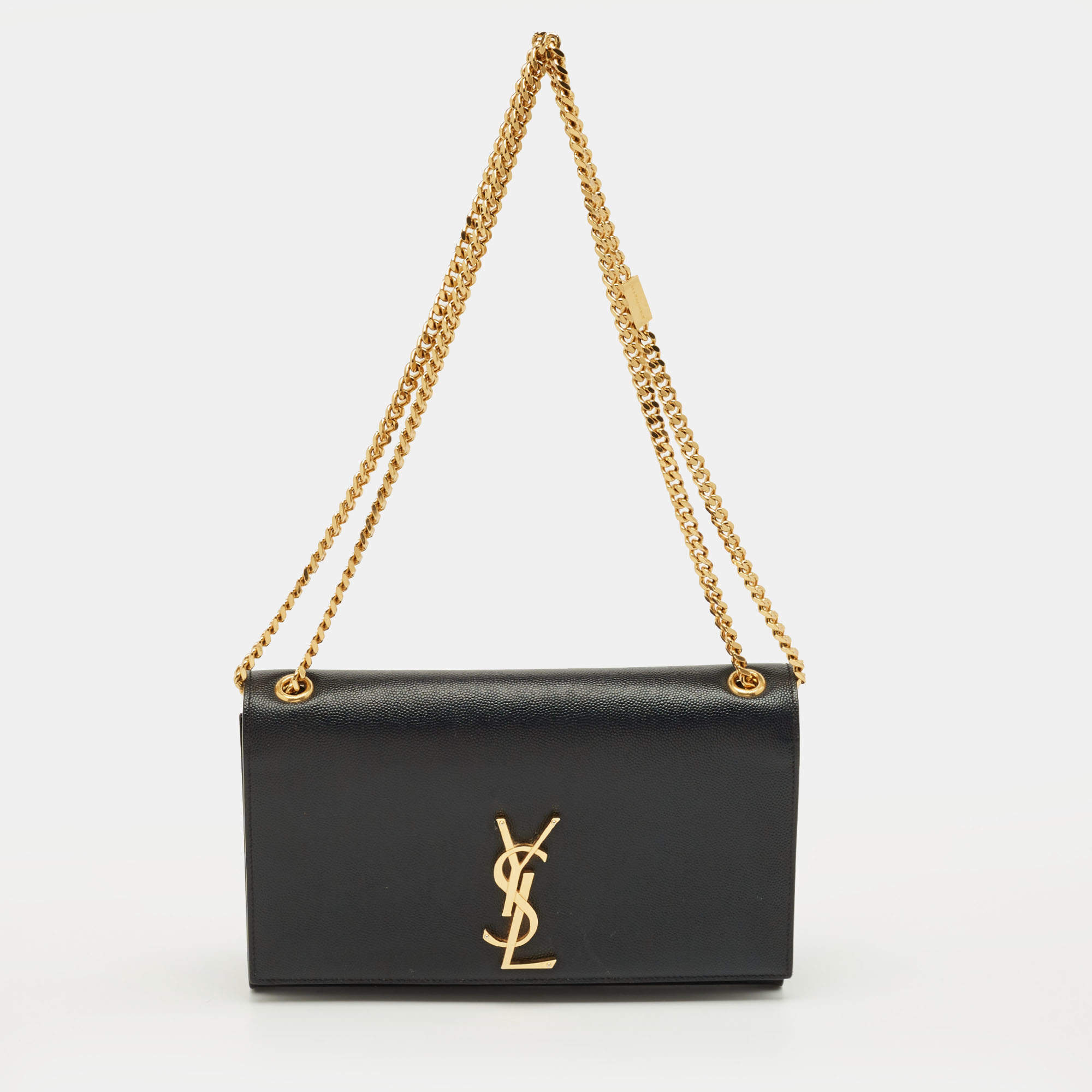 Pre Owned Saint Laurent Black Leather Medium Kate Shoulder Bag