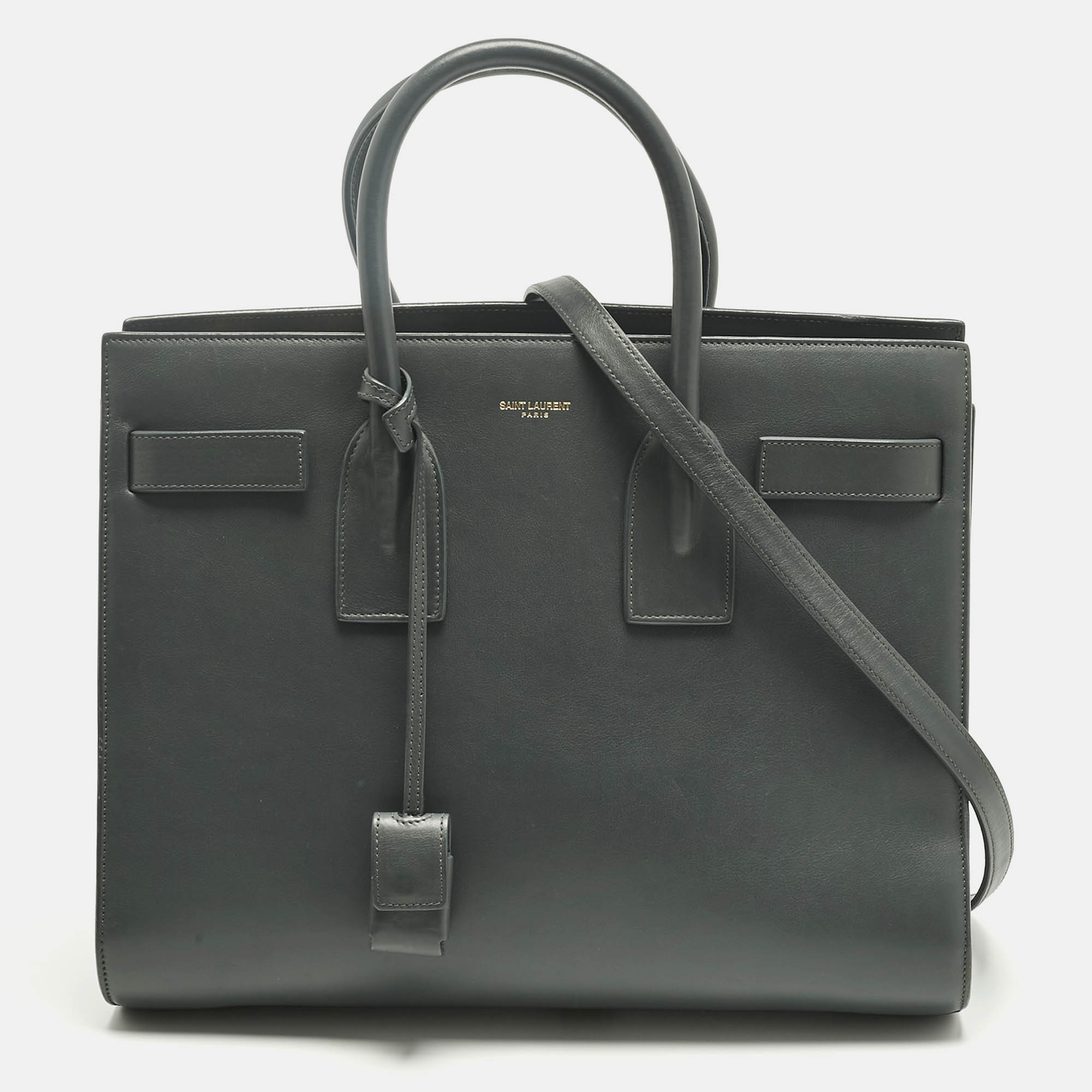 Pre Owned Saint Laurent Dark Grey Leather Small Classic Sac De Jour Tote