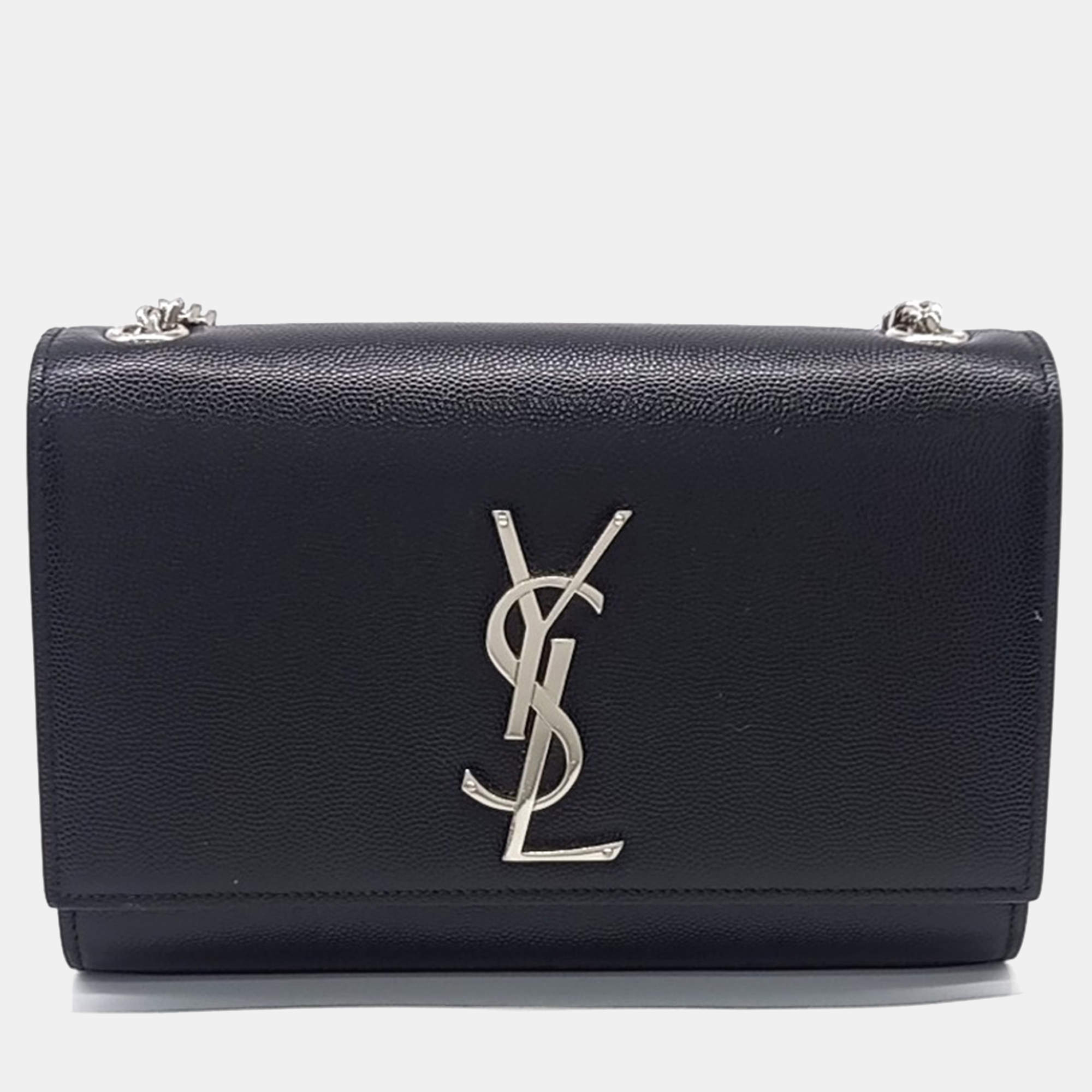 Pre Owned Saint Laurent Paris Black Leather Kate Bag