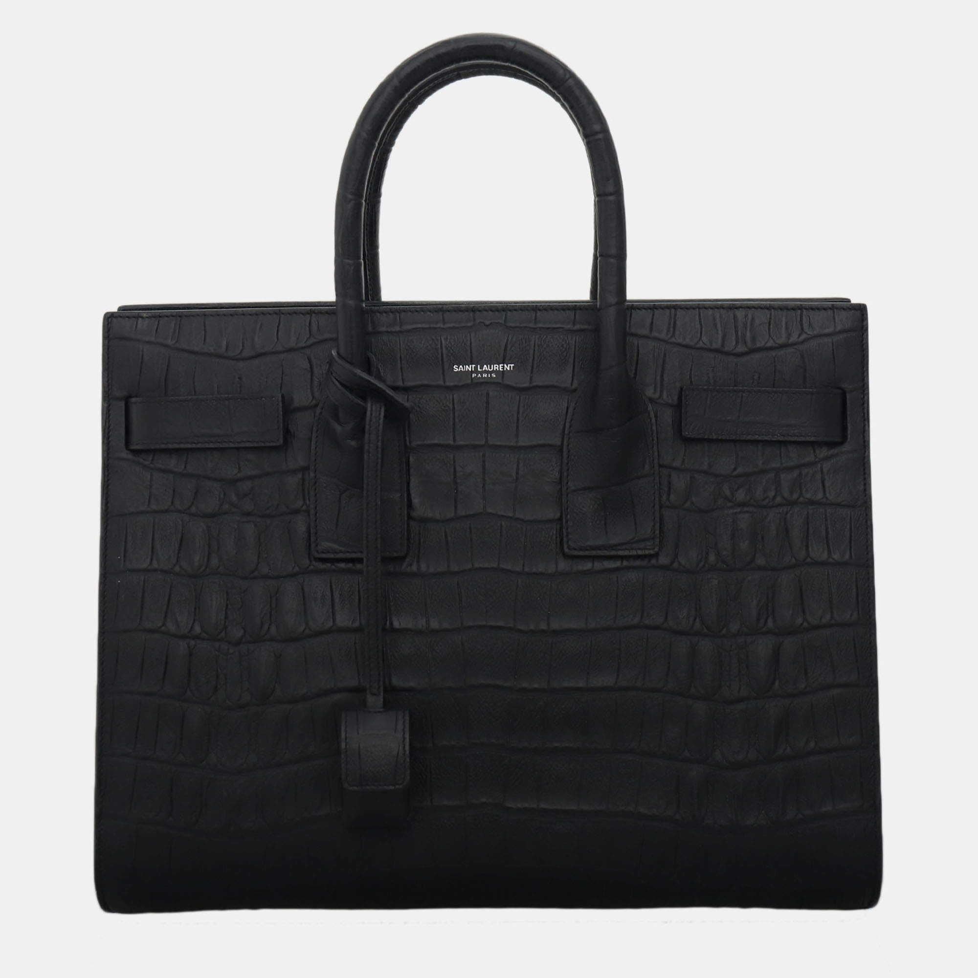 Pre Owned Saint Laurent Paris Croco Sac De Jour Bag
