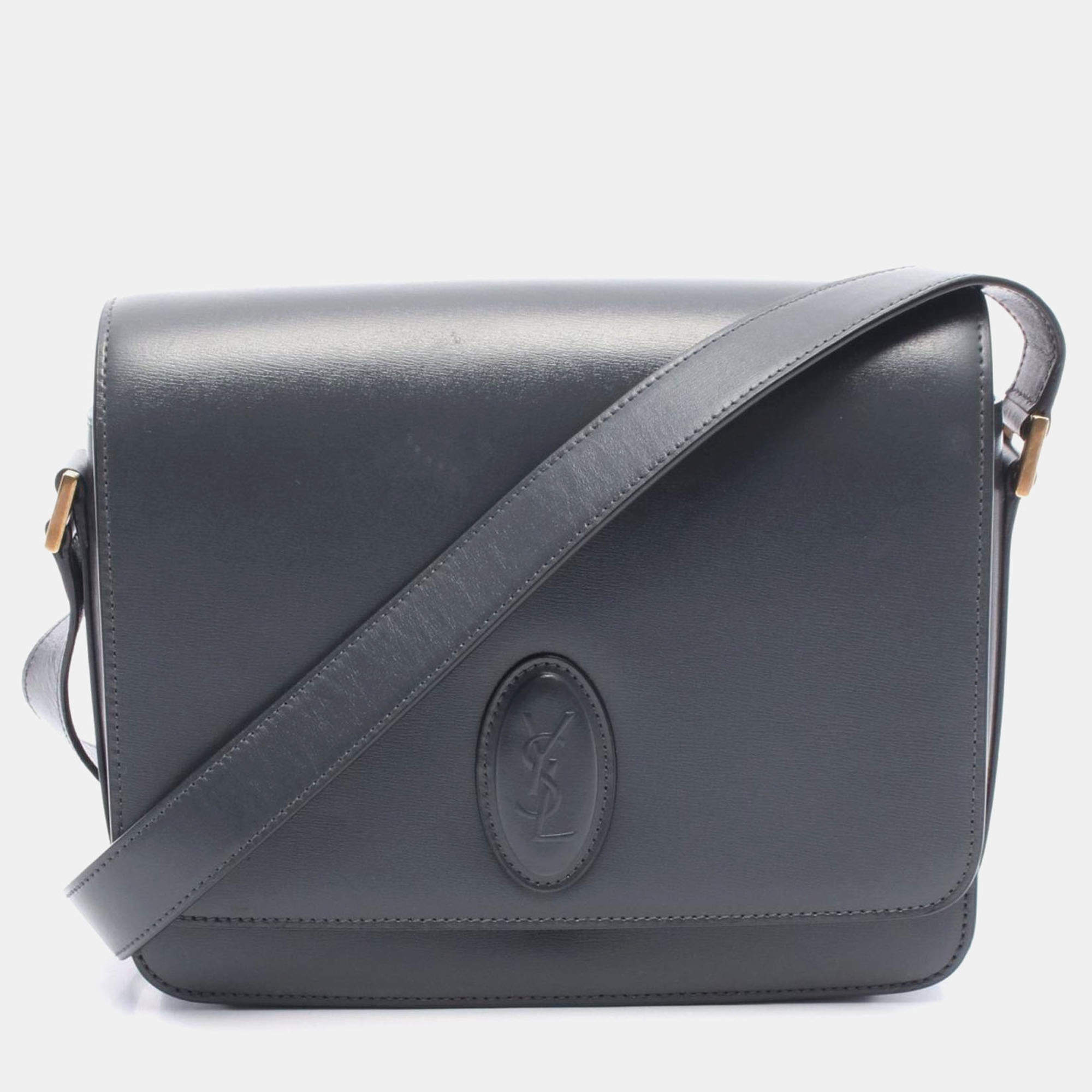 Pre Owned Saint Laurent Le 61 Grey Leather Shoulder Bag