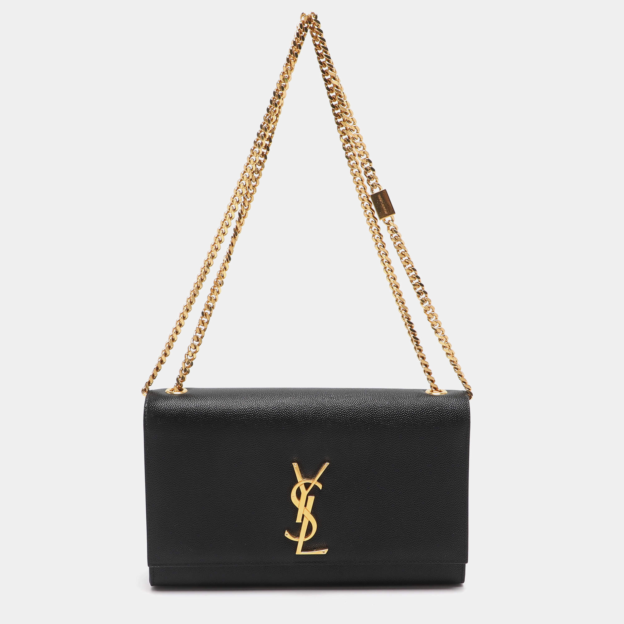 مملوكة مسبقًا Saint Laurent Kate Medium Black Leather Shoulder Bag