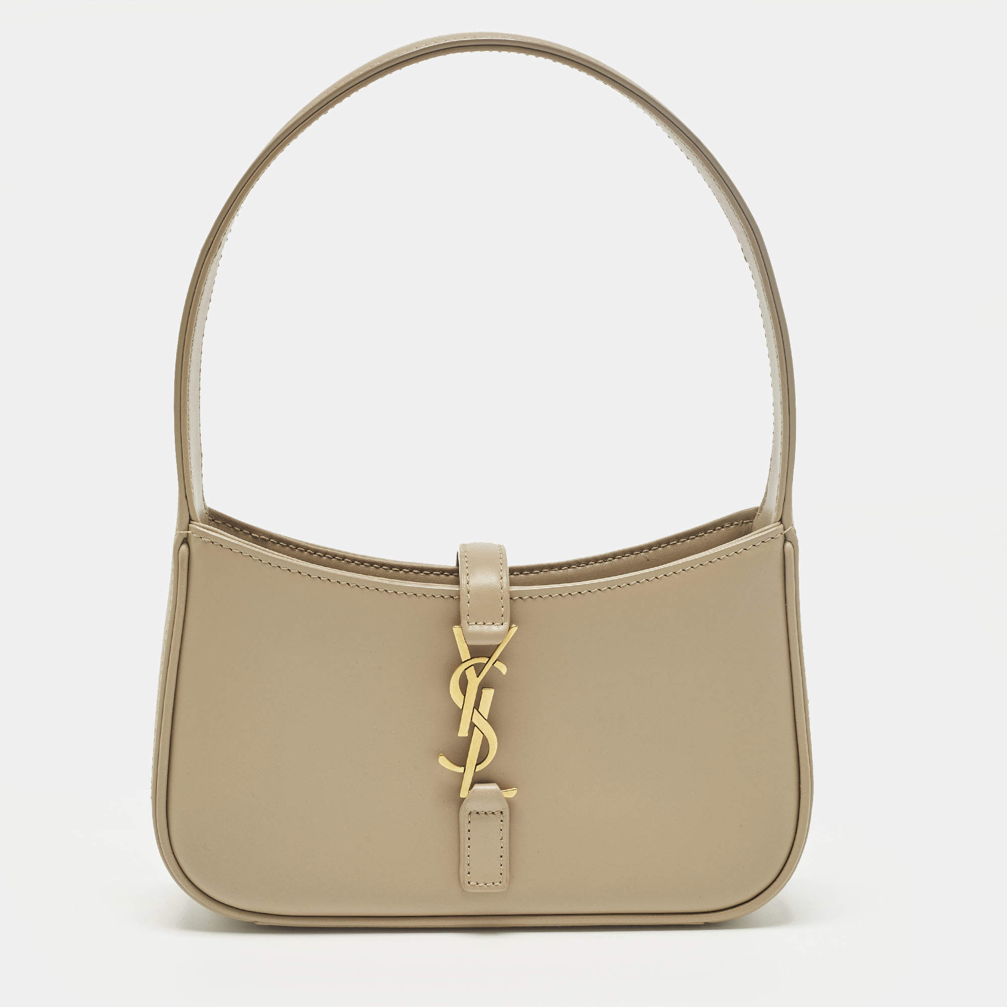 مملوكة مسبقًا Saint Laurent LE 5 À 7 Mini Beige Leather Bag