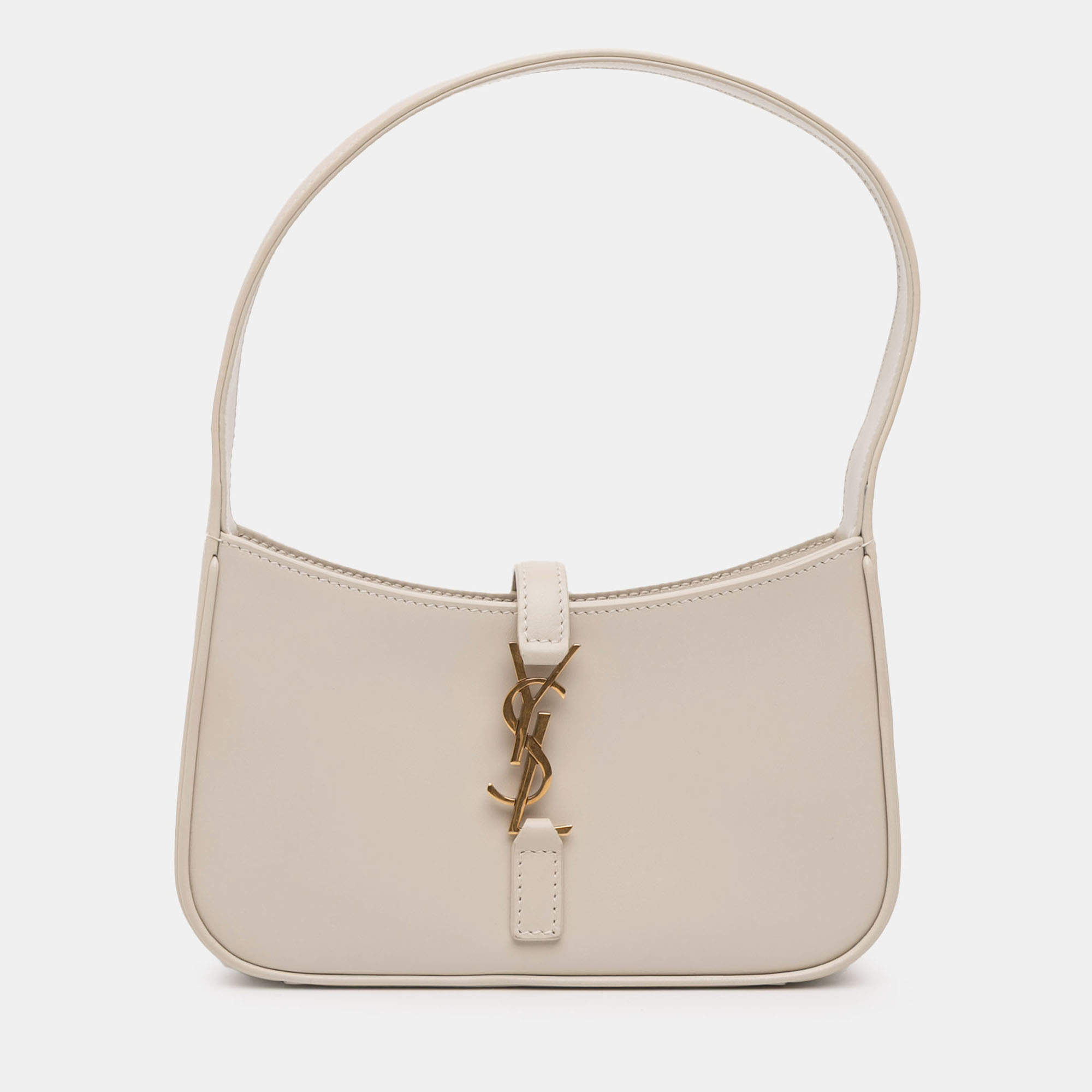 Pre Owned حقيبة هوبو سان لوران باريس ميني جلد عجل أملس أبيض