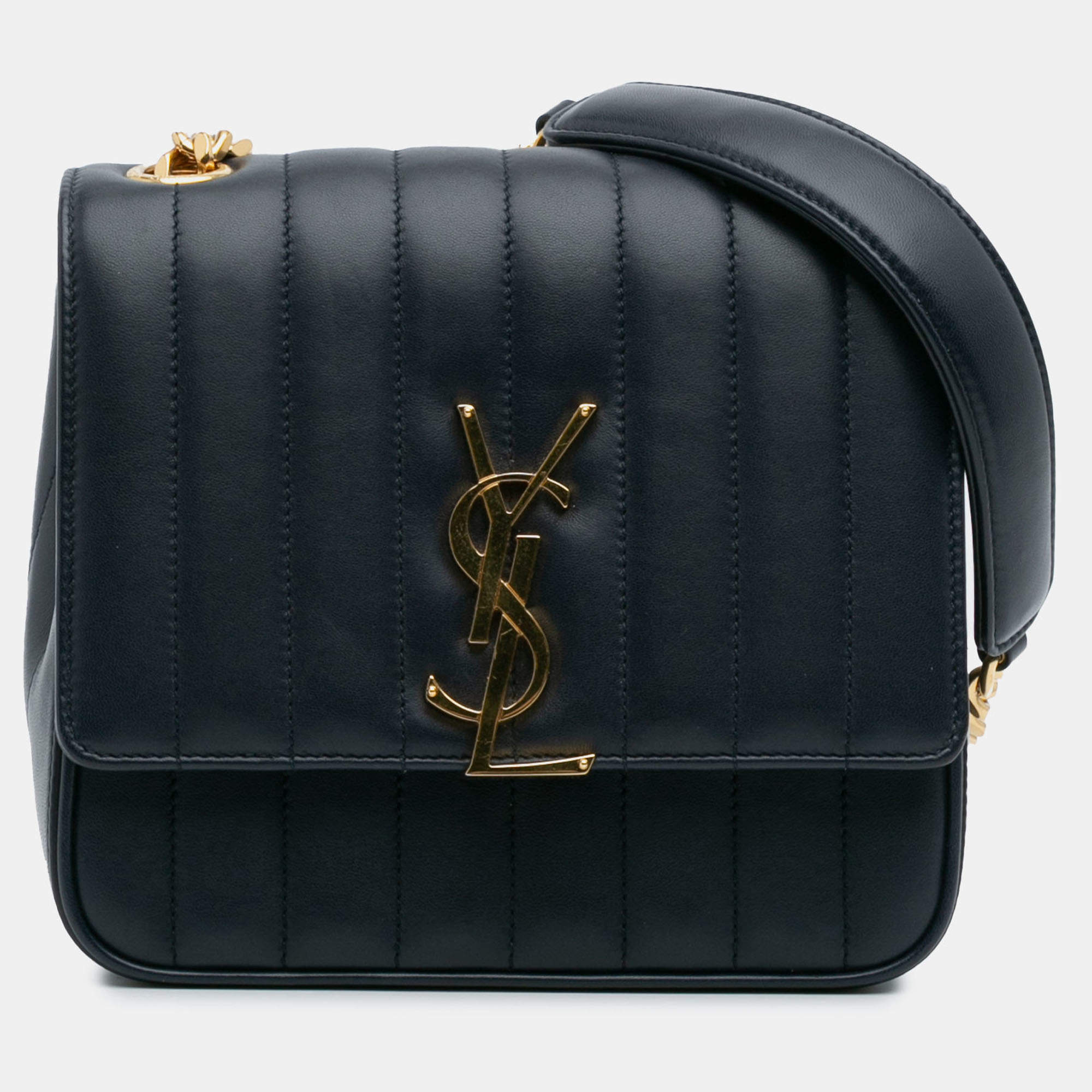 مملوكة مسبقًا Saint Laurent Paris Blue Medium Lambskin Monogram Vicky Chain Bag