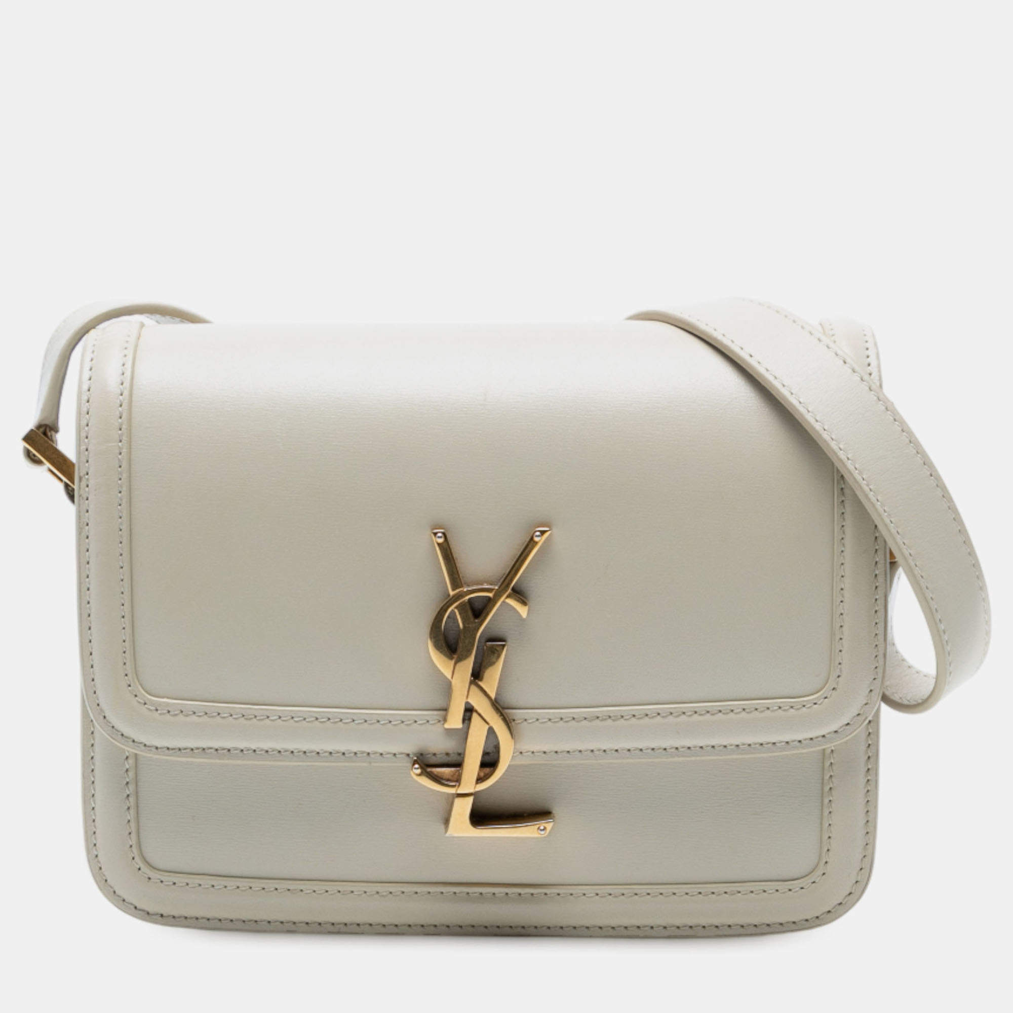 مملوكة مسبقًا Saint Laurent Paris White Small Calfskin Solferino Satchel In Box