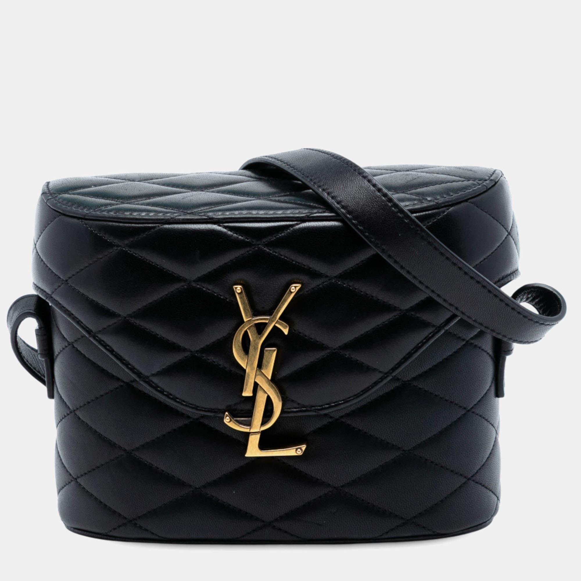 مملوكة مسبقًا Saint Laurent Paris Black Quilted Lambskin Monogram June Box Bag