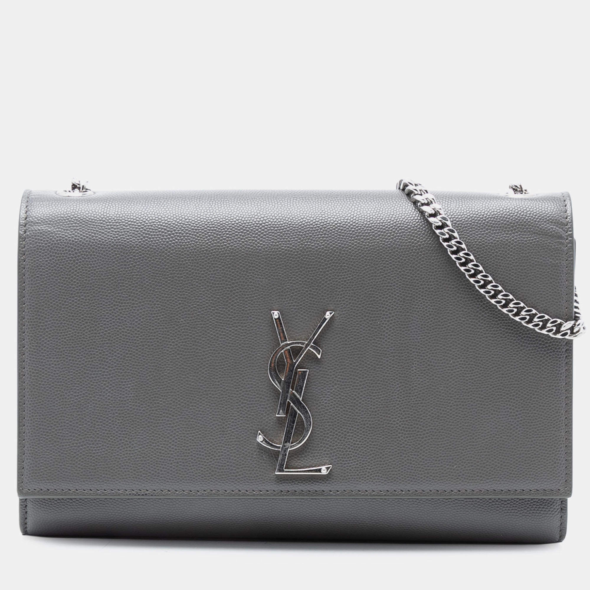 مملوكة مسبقًا Saint Laurent Paris Medium Grain De Poudre Monogram Kate Crossbody