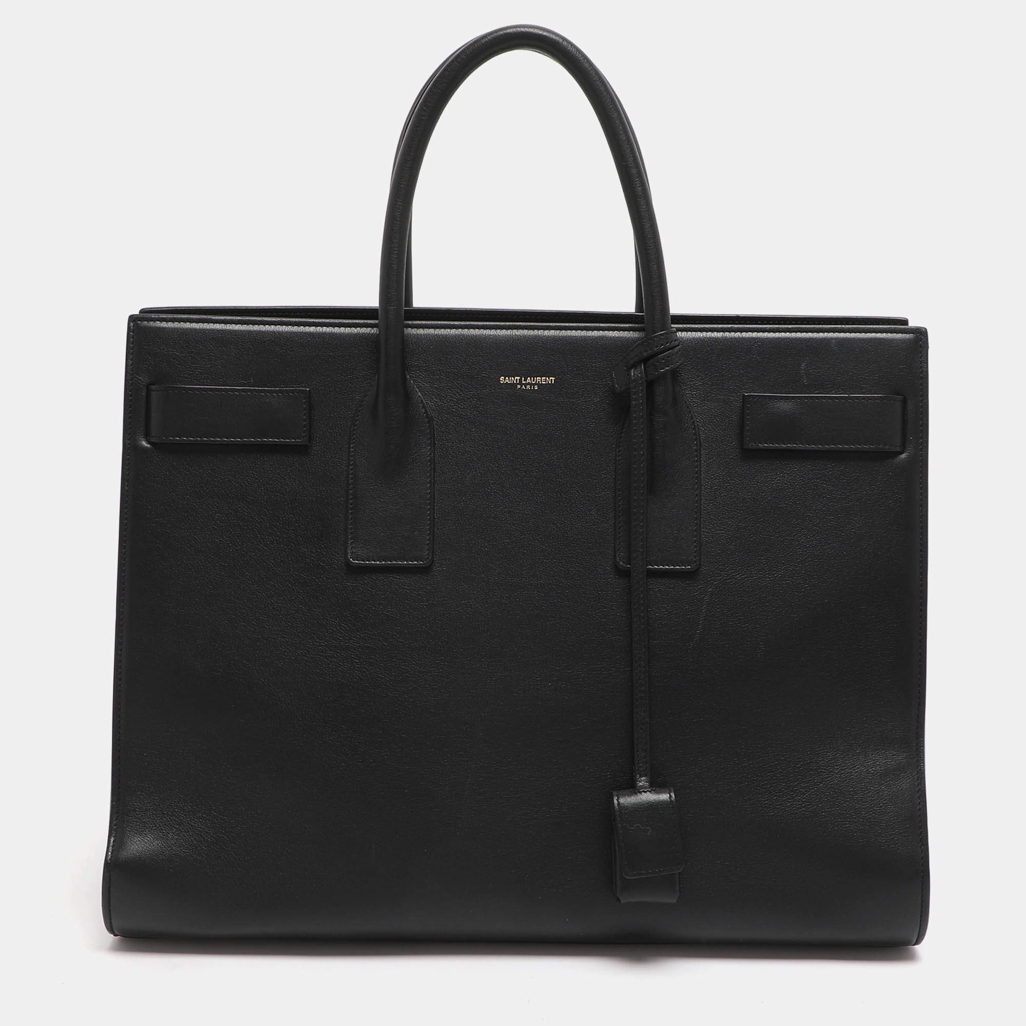 Pre Owned Saint Laurent Paris Sac De Jour Large Black Leather Tote