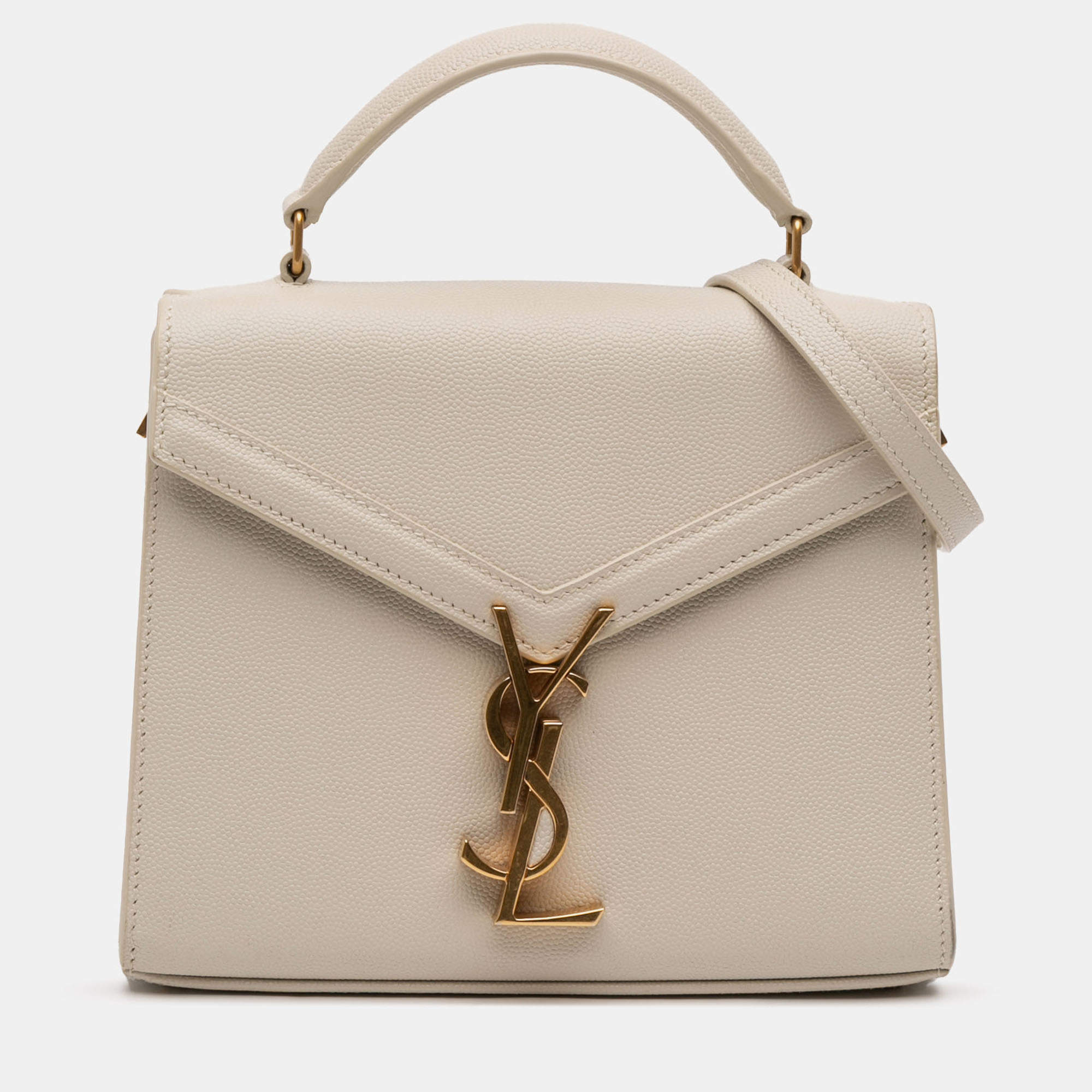 Pre Owned حقيبة يد سان لوران باريس كاساندرا مونوغرام حبيبات صغيرة بنية اللون